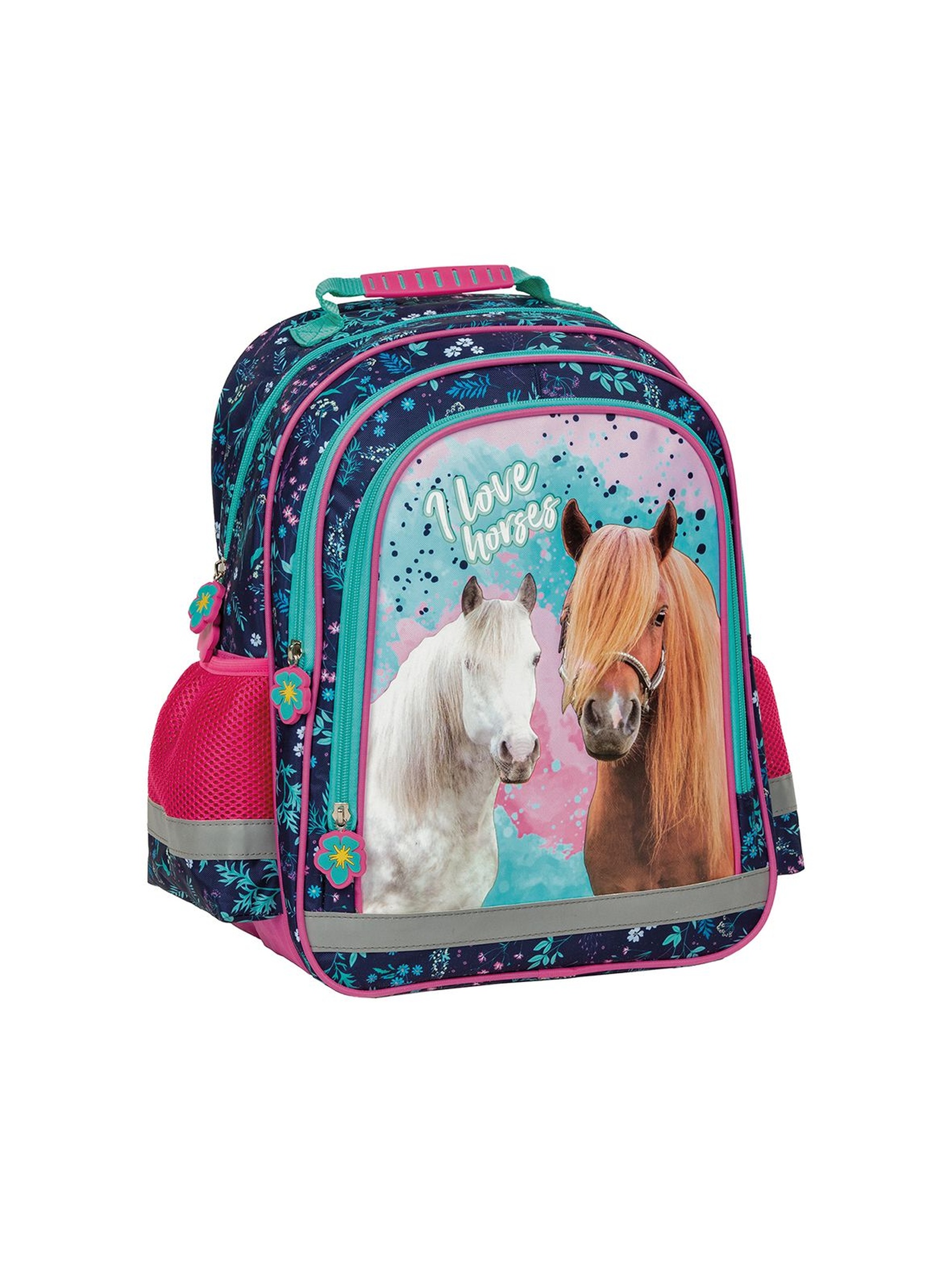 Plecak dziecięcy dwukomorowy  Konie - pastelowy