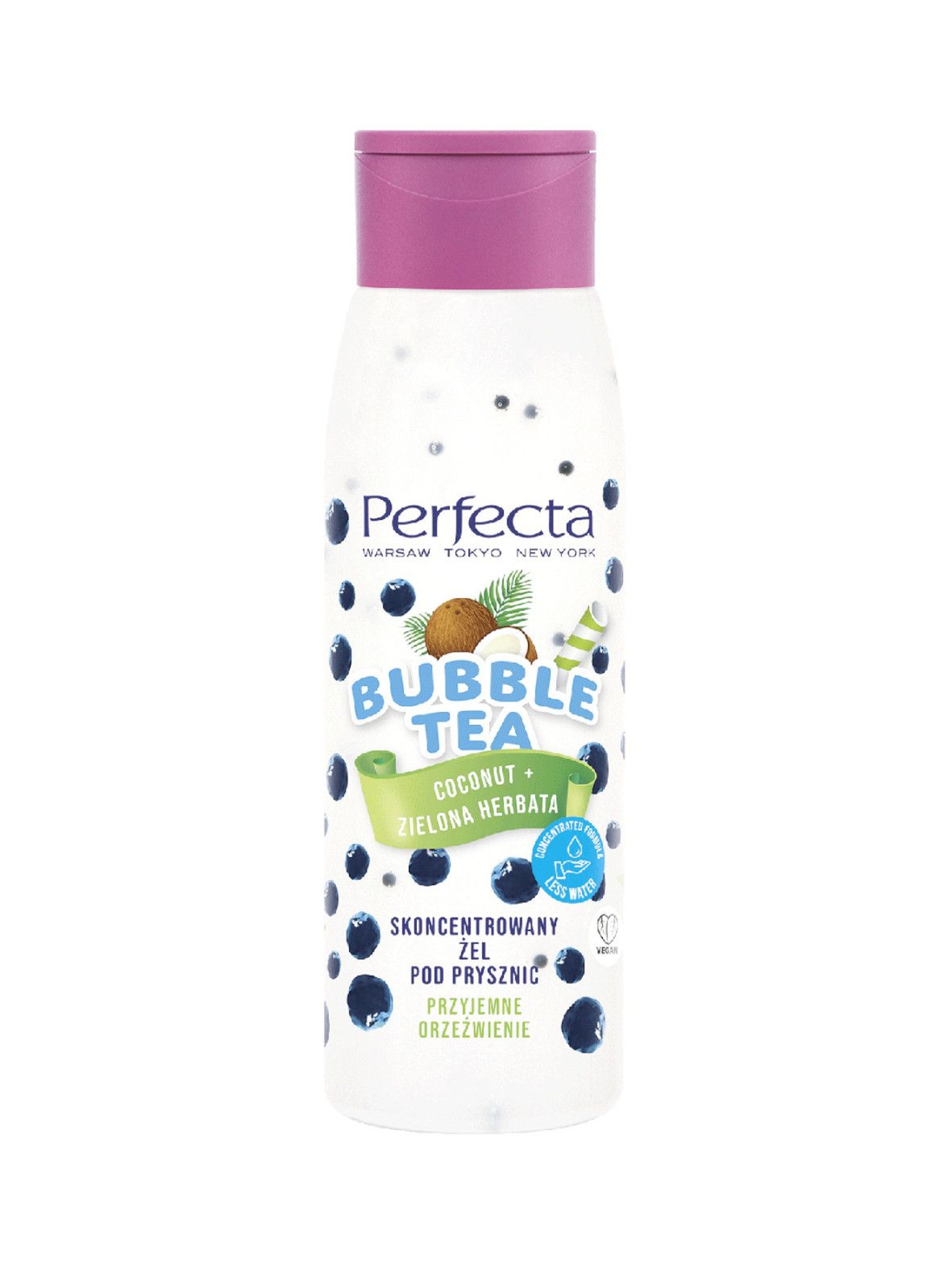 Perfecta Bubble Tea, skoncentrowany żel pod prysznic, Coconut + Zielona Herbata, 400 ml