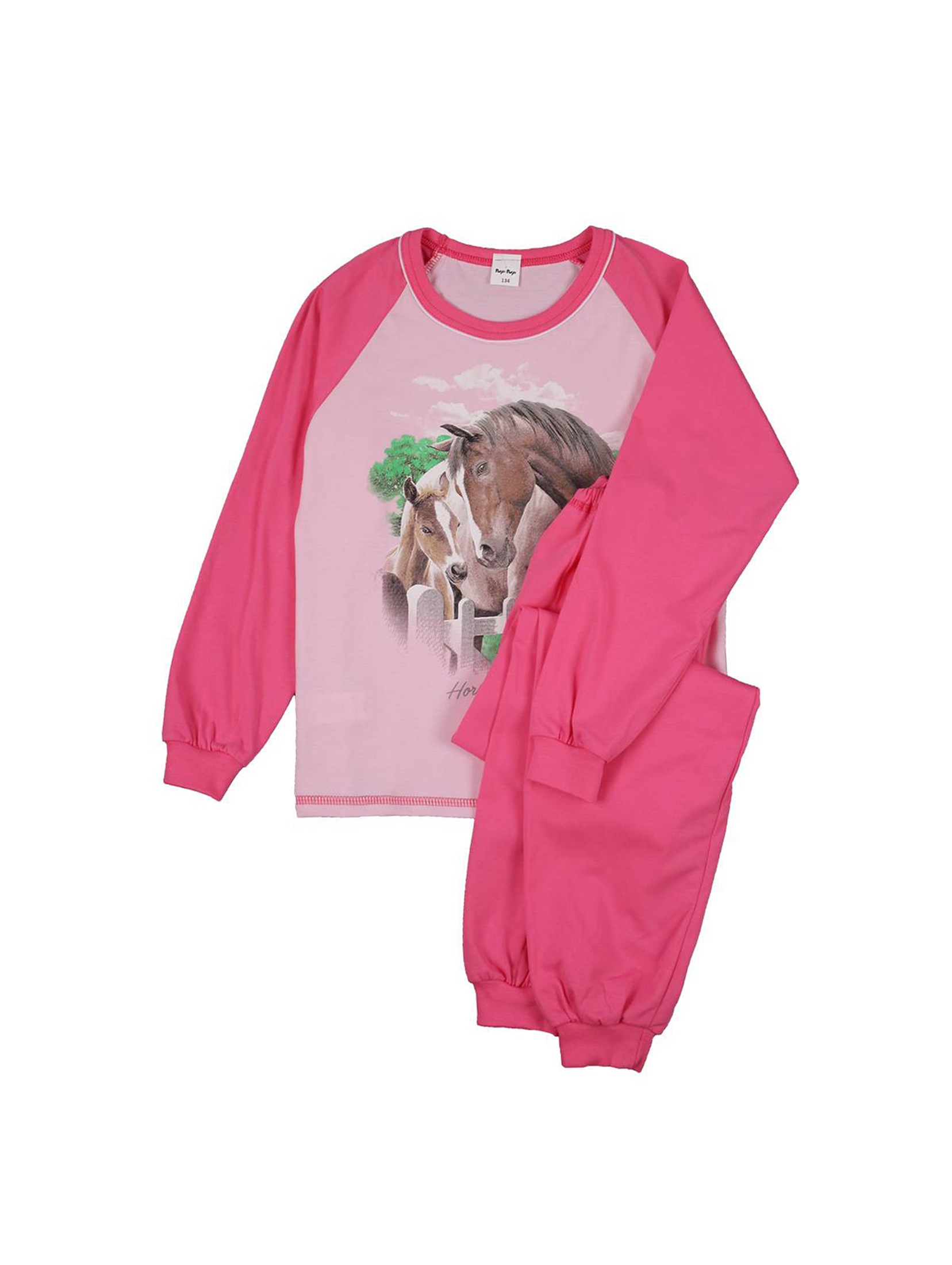 Dziewczęca piżama różowa konie