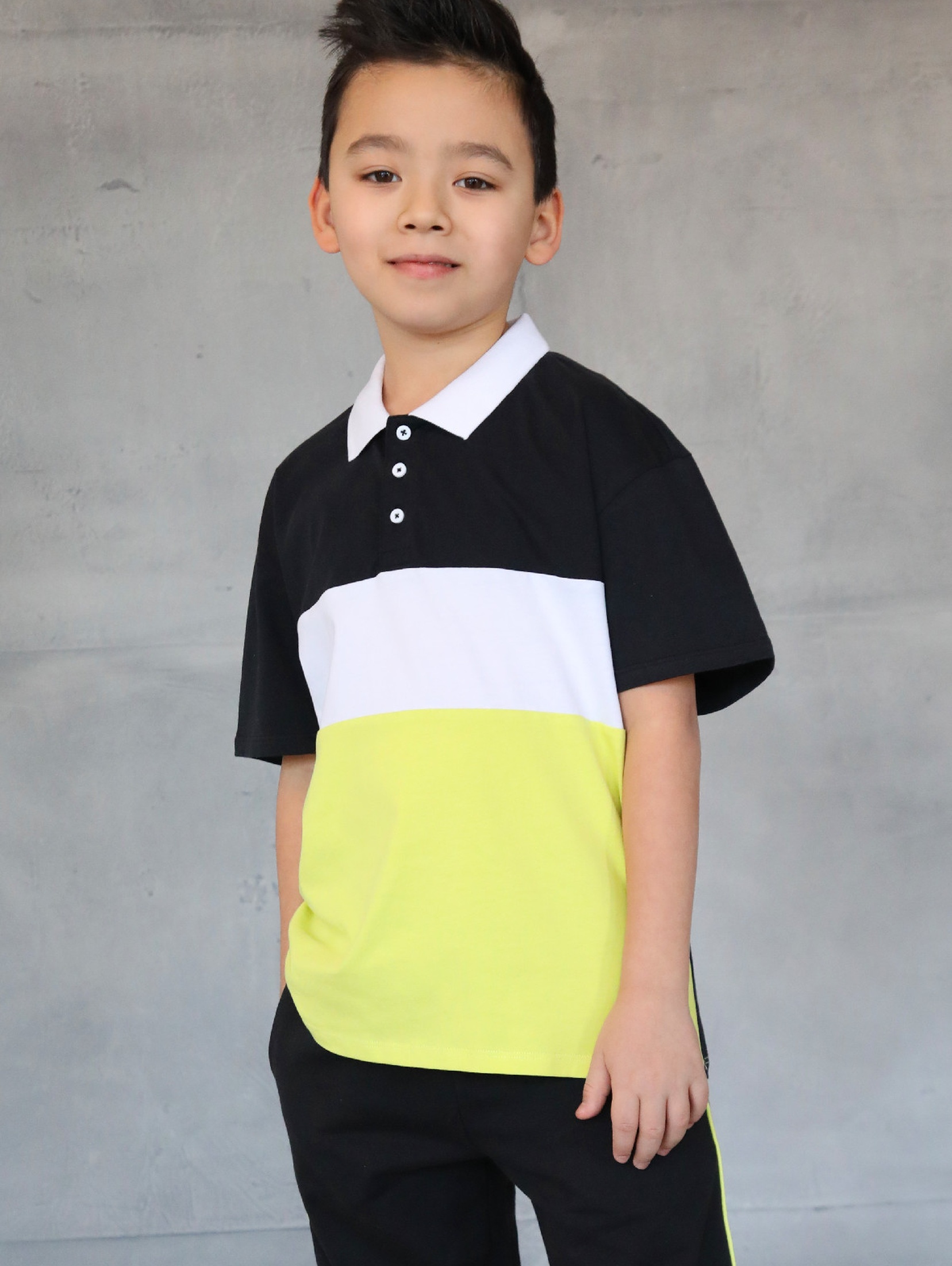 Bawełniany t-shirt polo dla chłopca w paski