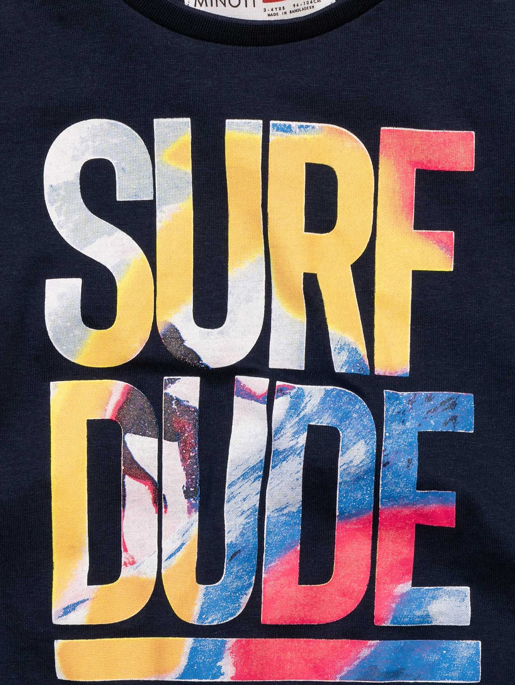 Granatowy t-shirt dla chłopca bawełniany- Surf dude