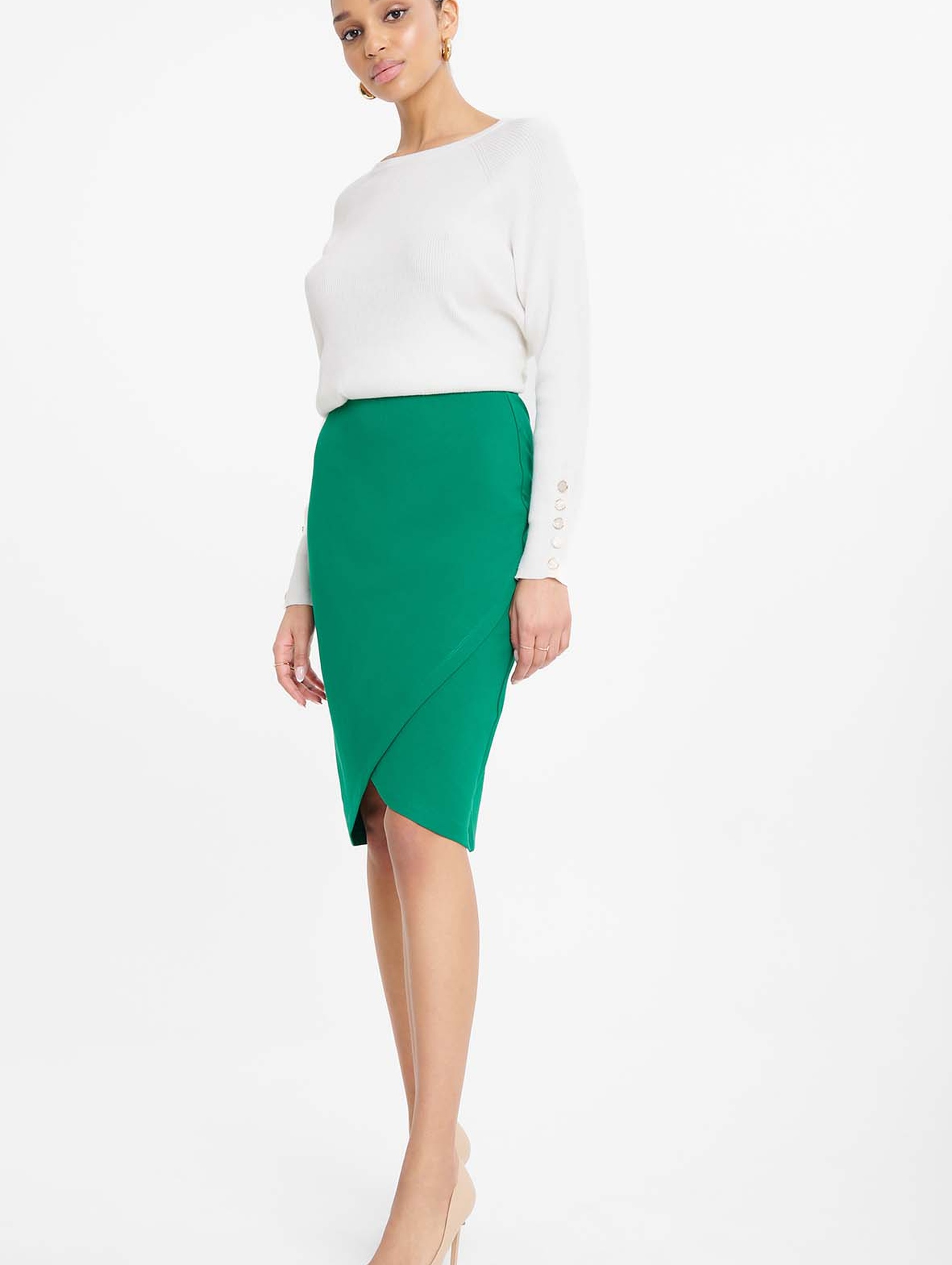 Elegancka spódnica damska asymetryczna- zielona