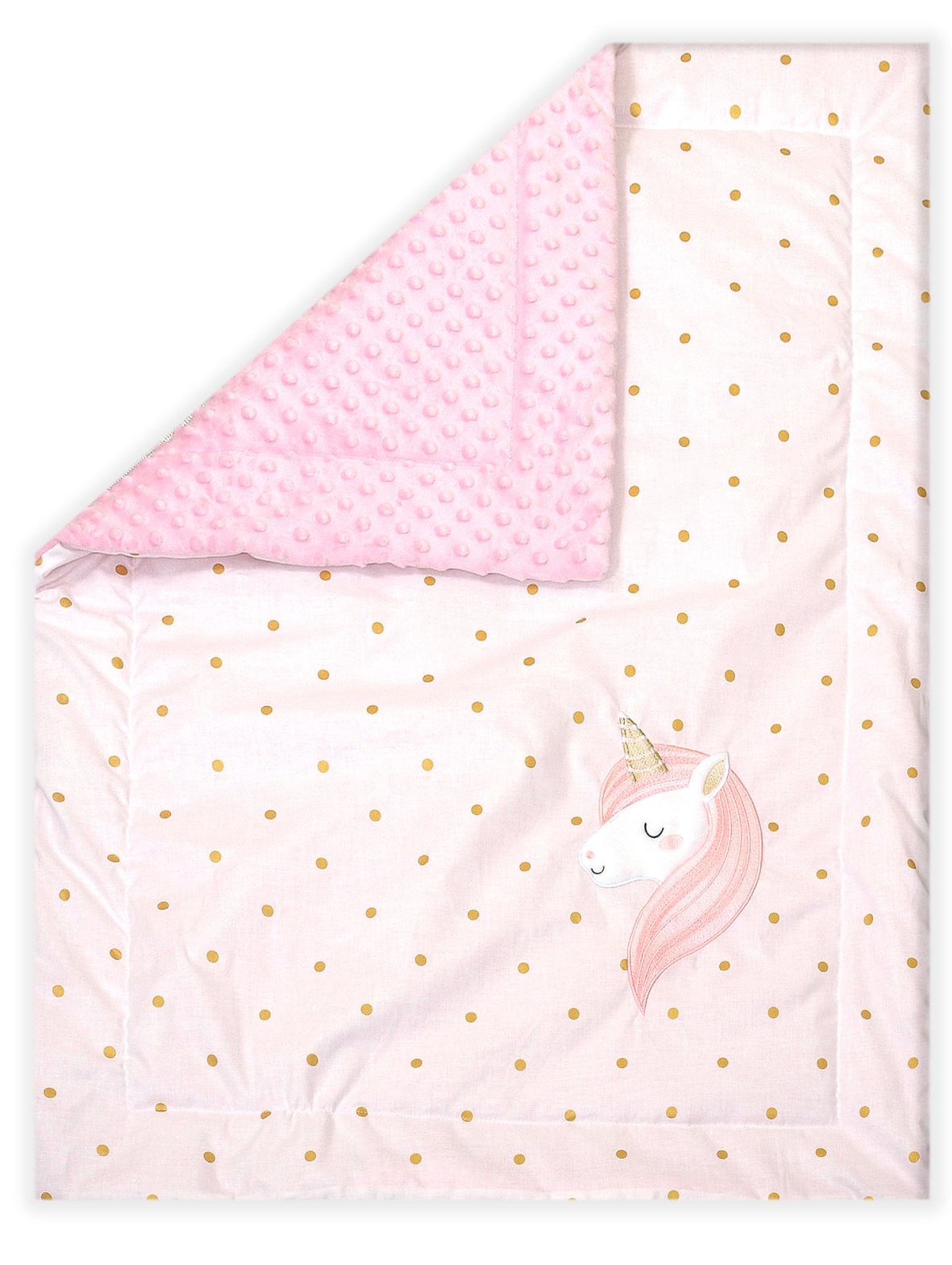 Kocyk do łóżeczka Amy Minky jednorożec różowy 100x70cm