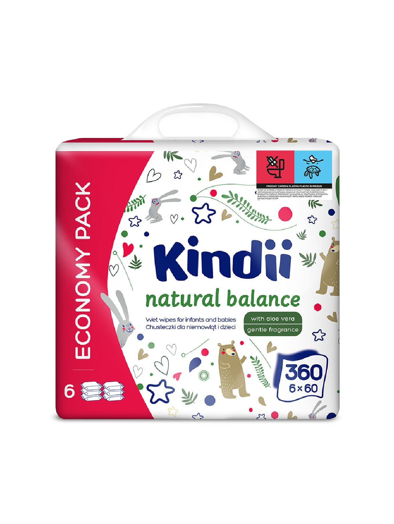 Chusteczki dla niemowląt Kindii Natural Balance 60 szt. OPPmat 6x60szt