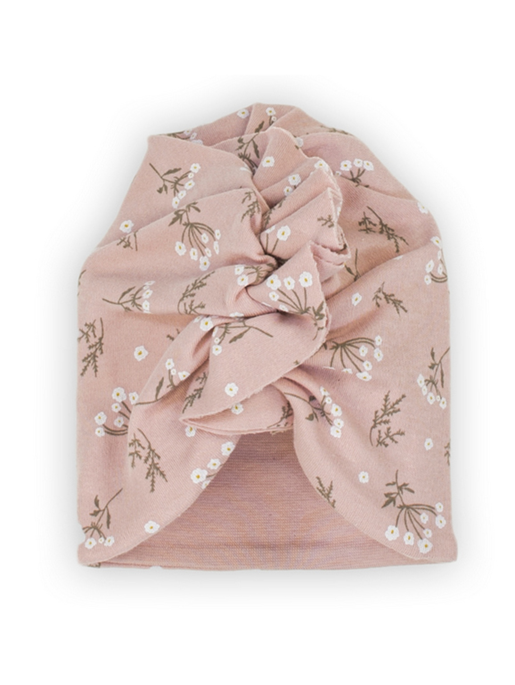 Różowy turban dla dziewczynki w delikatne kwiaty