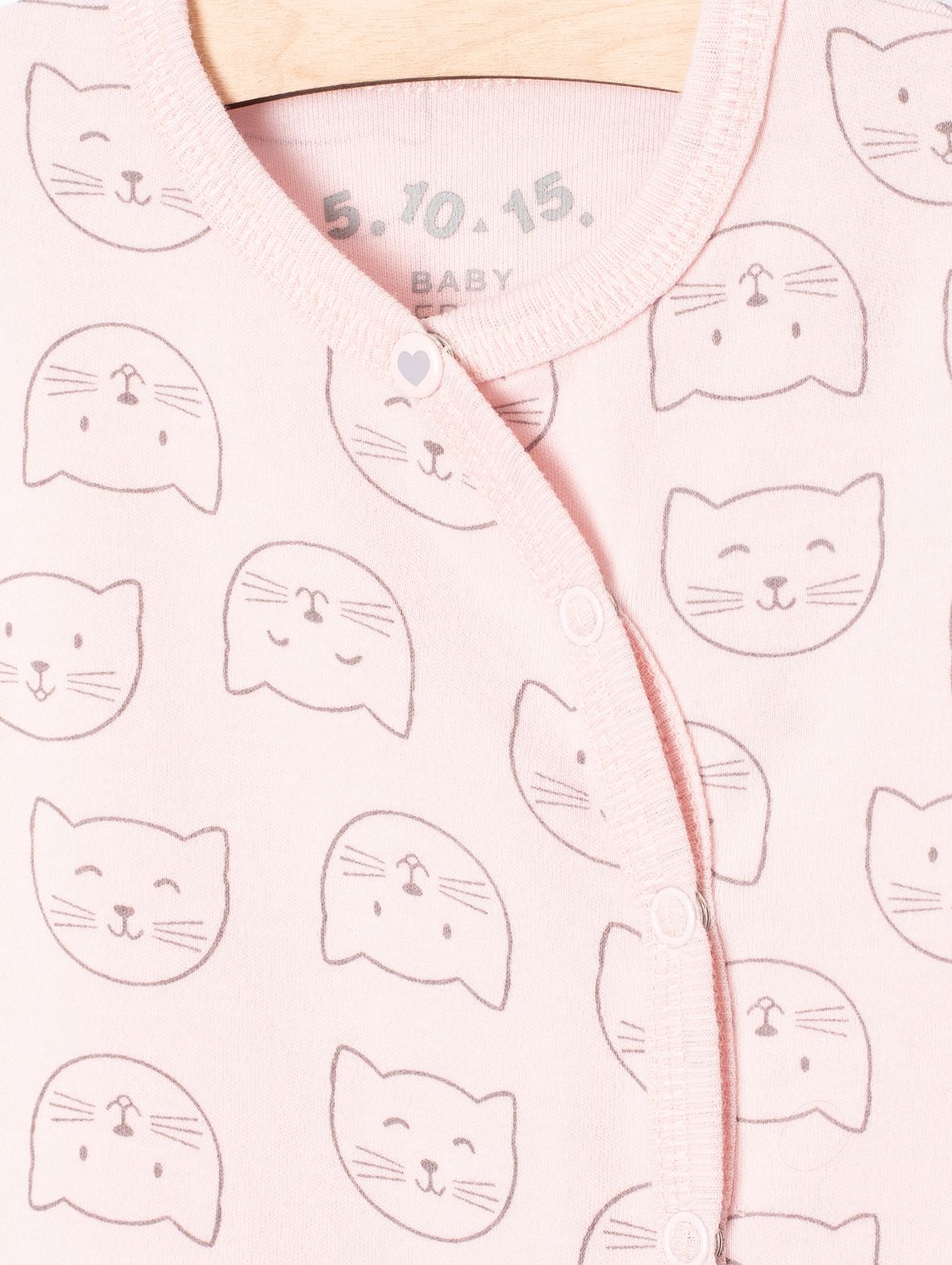 Pajac niemowlęcy różowy w kotki- 100% bawełna