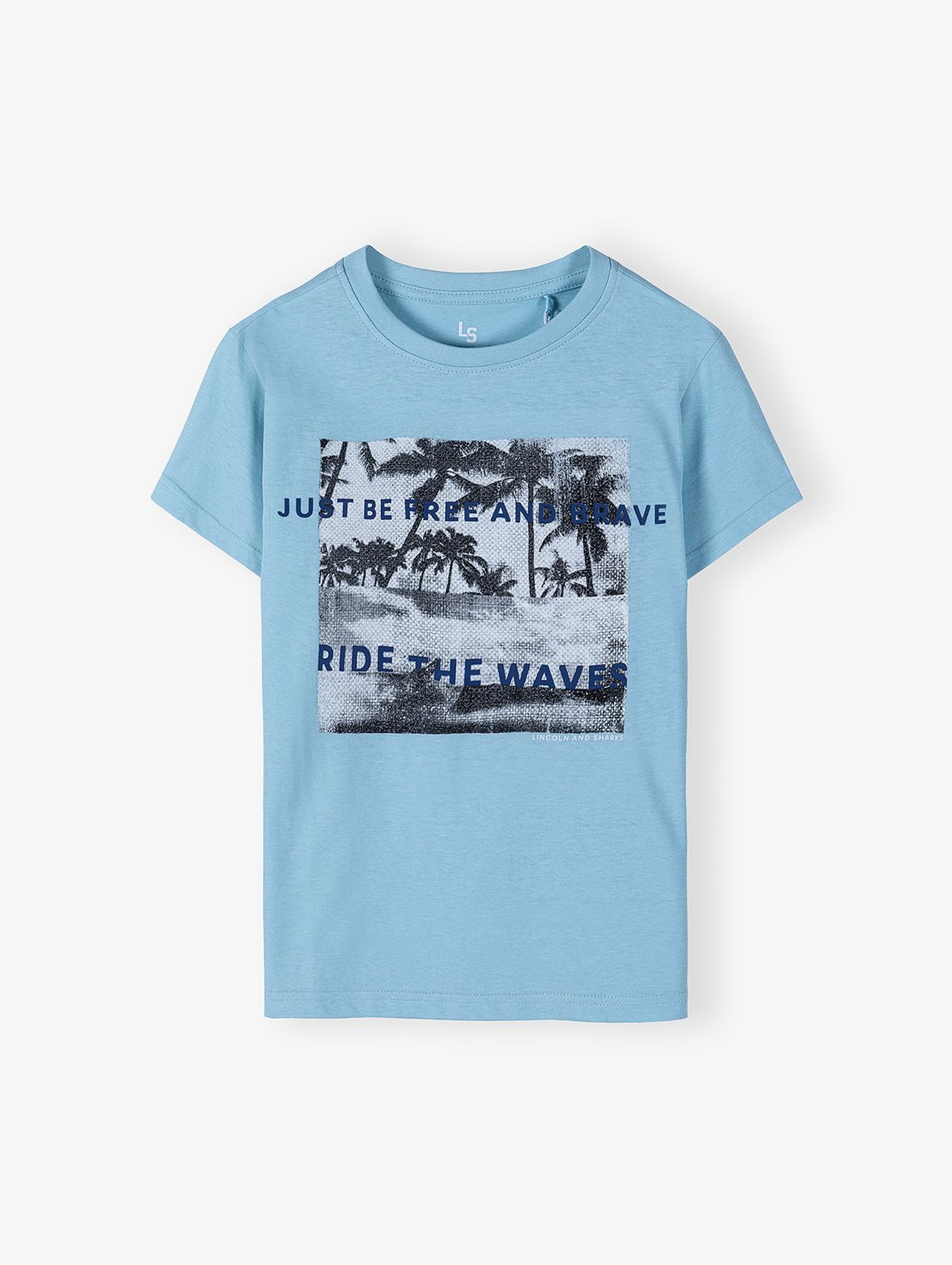 Bawełniany T-shirt dla chłopca - niebieski