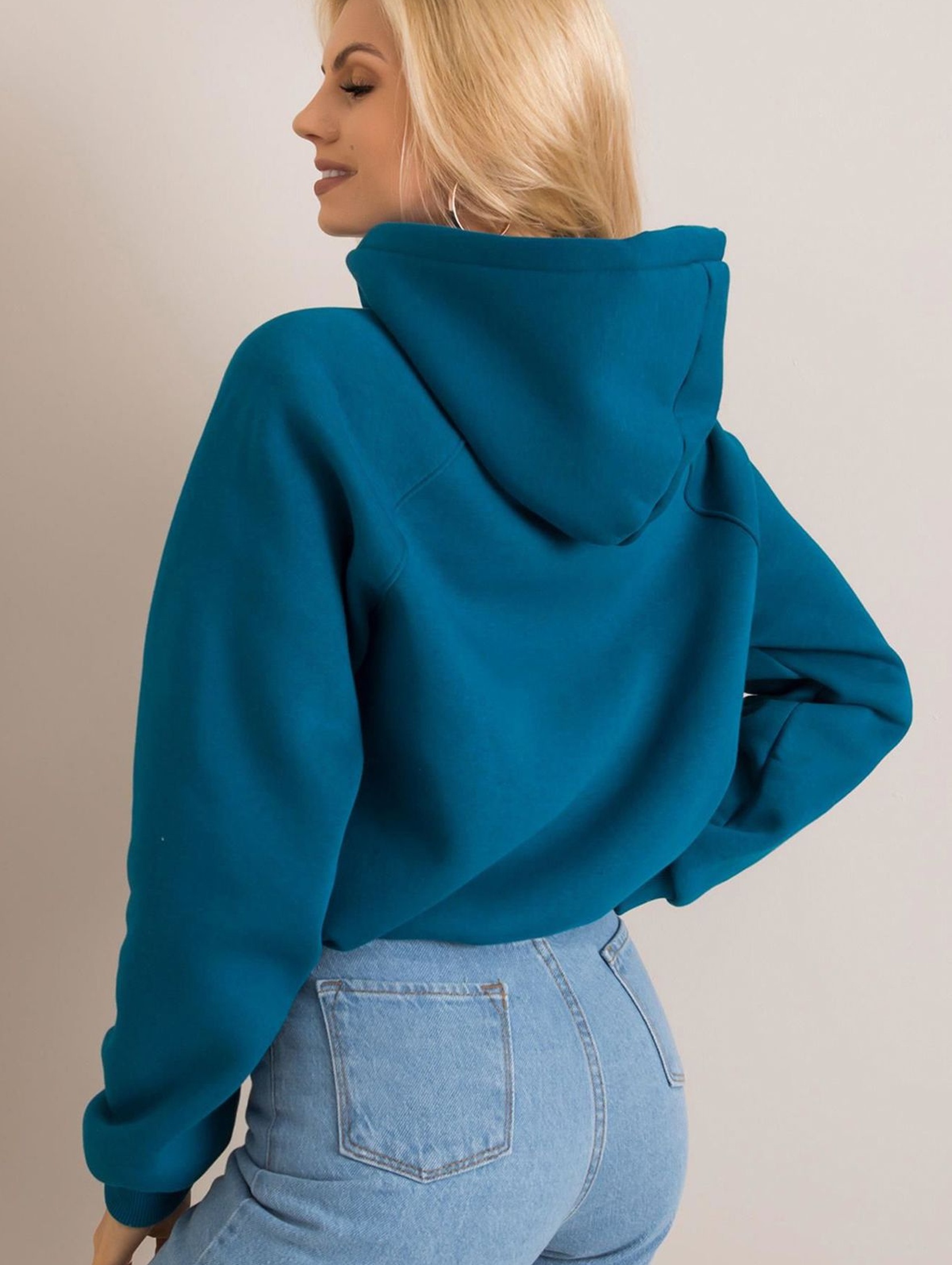 BASIC Bluza damska z kapturem - niebieska