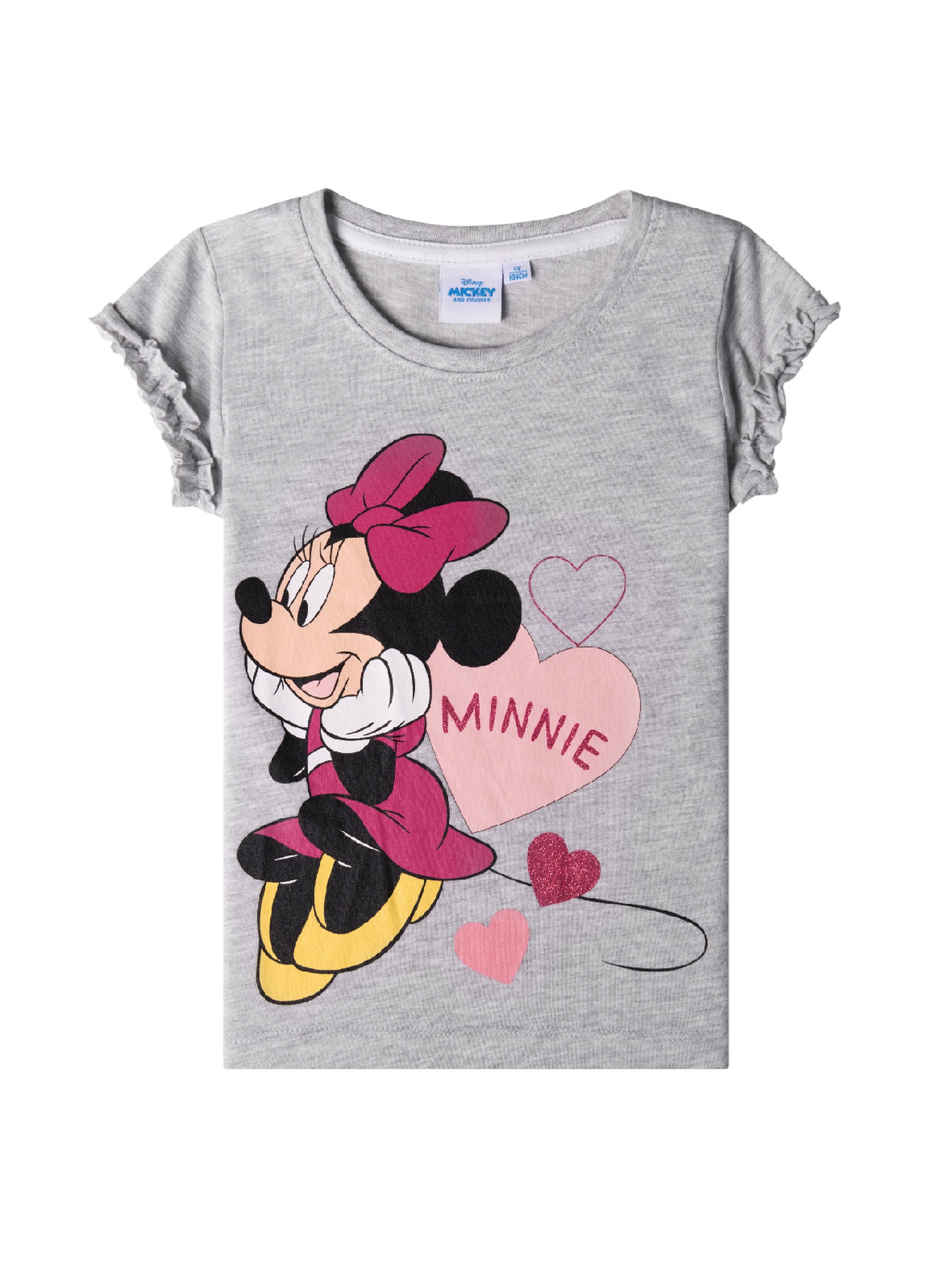Szara koszulka dziewczęca z krótkim rękawem Myszka Minnie