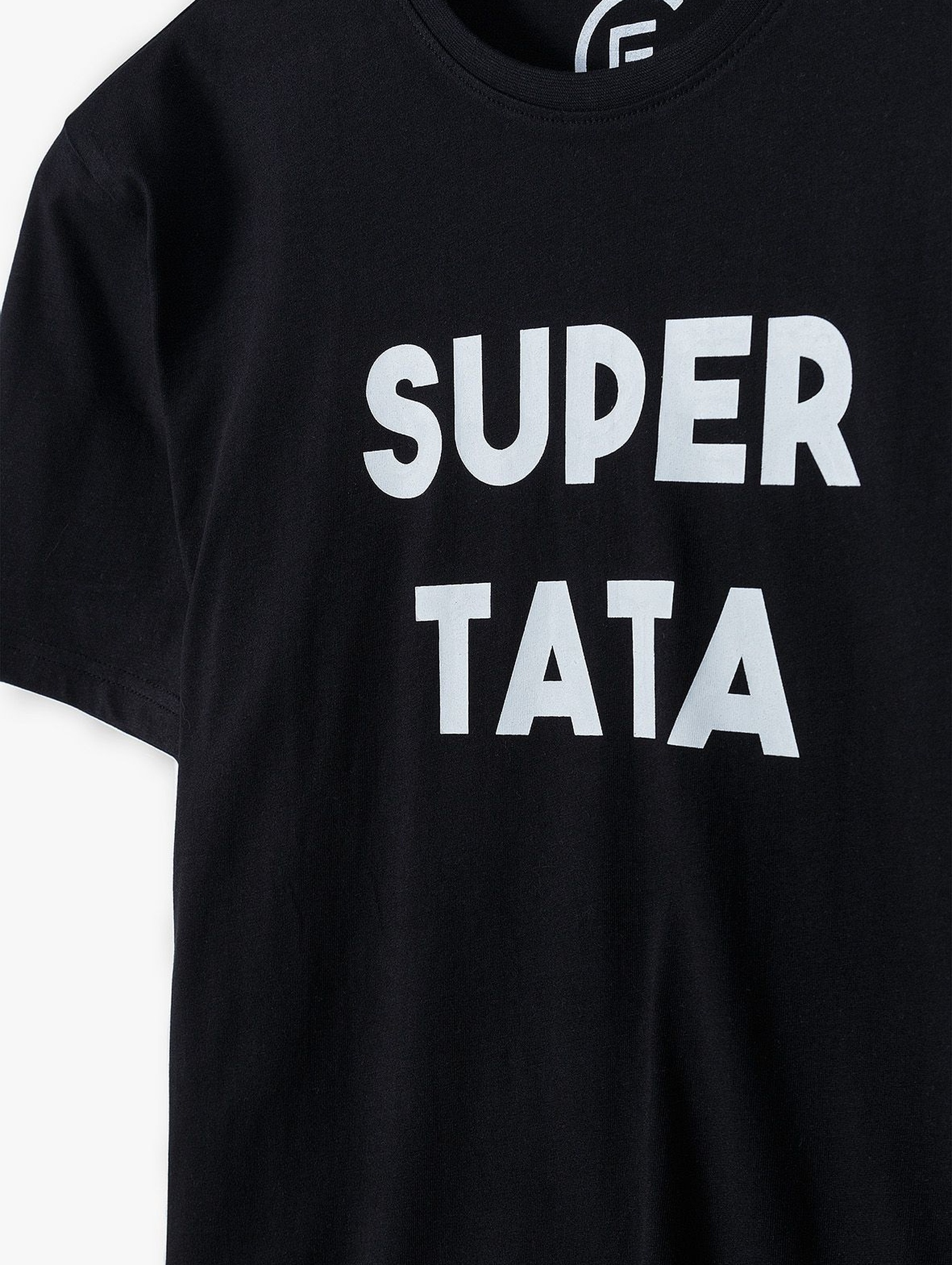 Bawełniany t-shirt dla mężczyzny czarny z napisem- Super Tata - ubrania dla całej rodziny