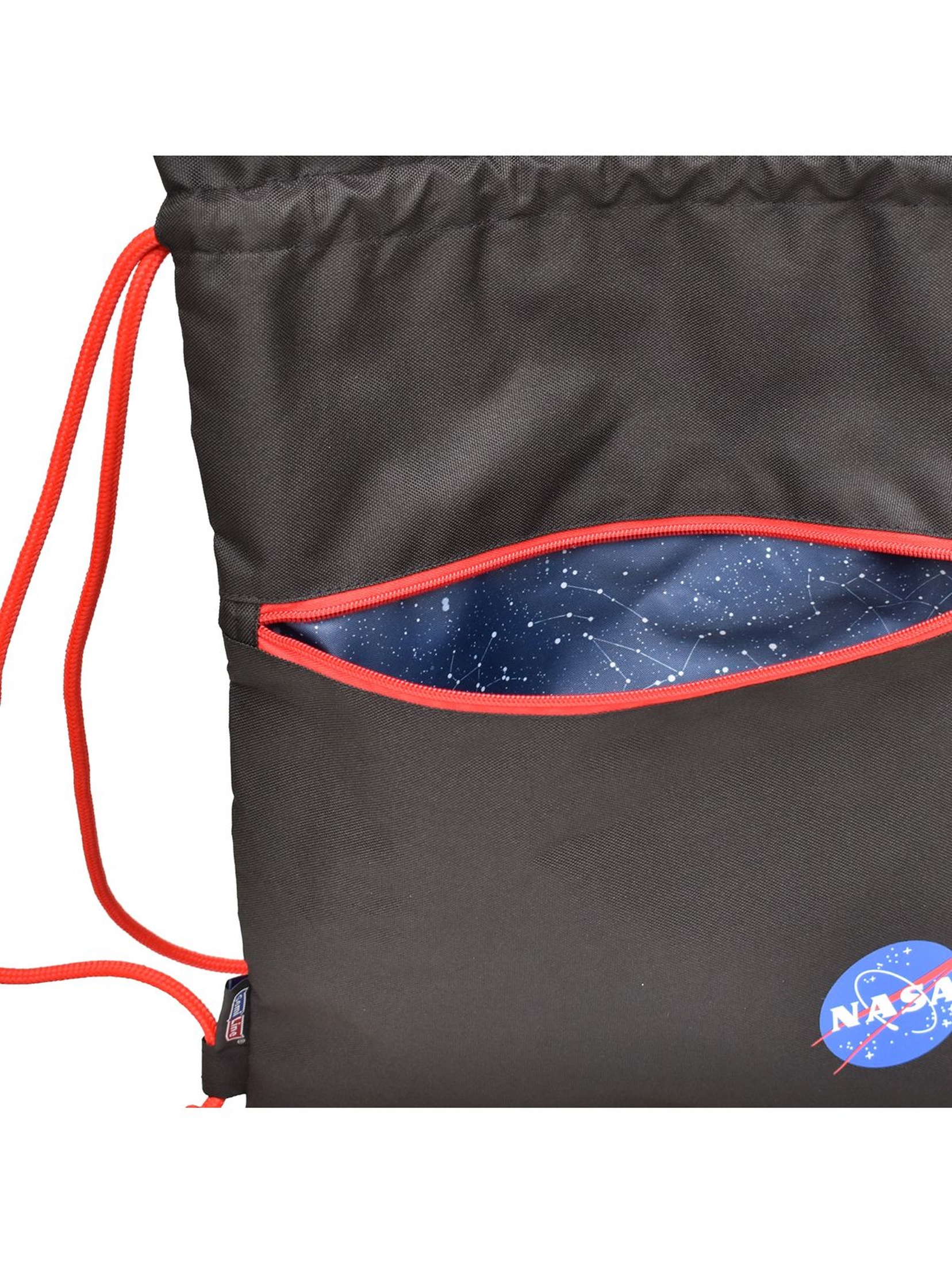 Czarno-czerwony worek NASA 44x33cm