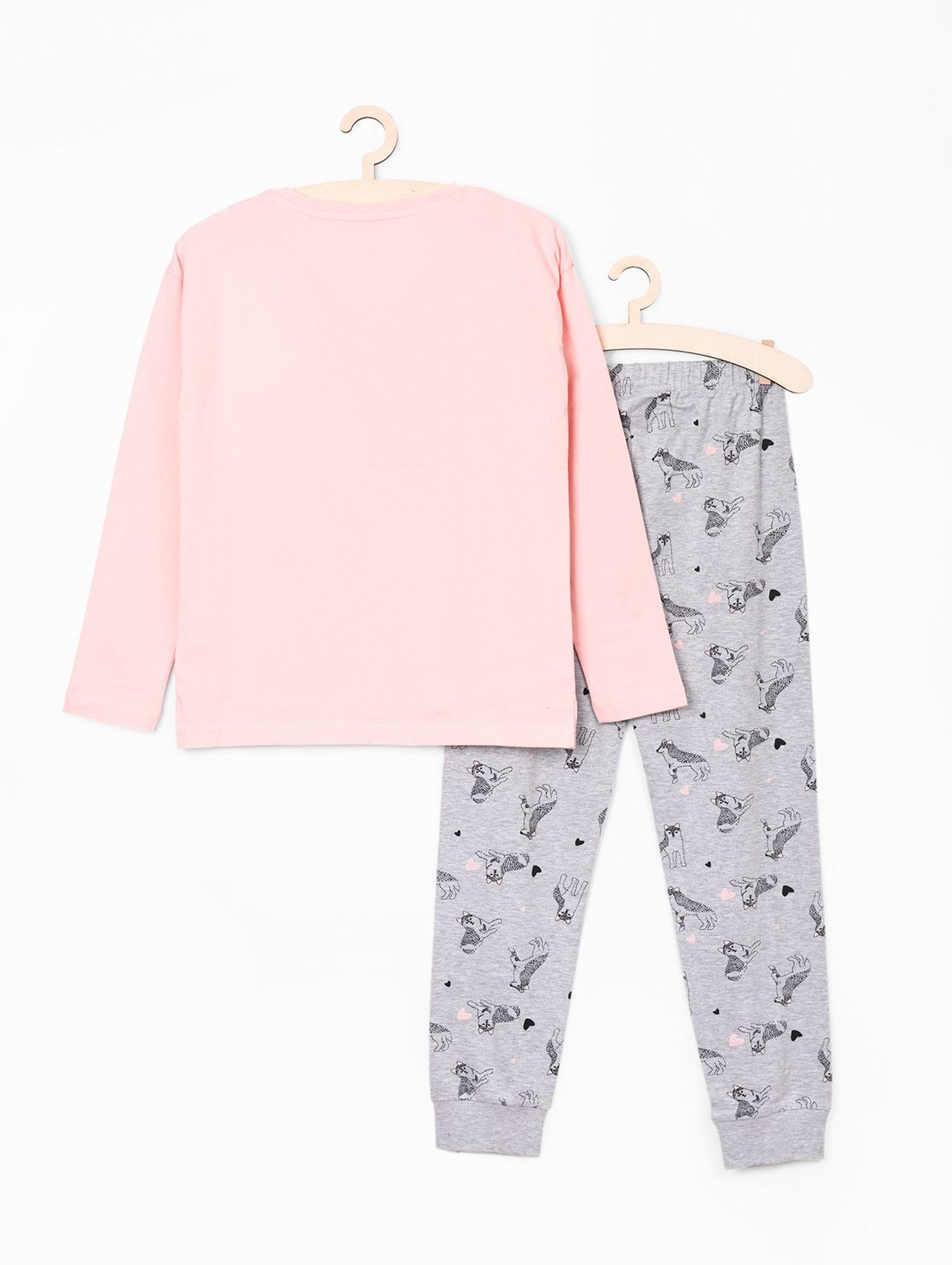 Piżama dla dziewczynki- szaro- różowa z pieskiem