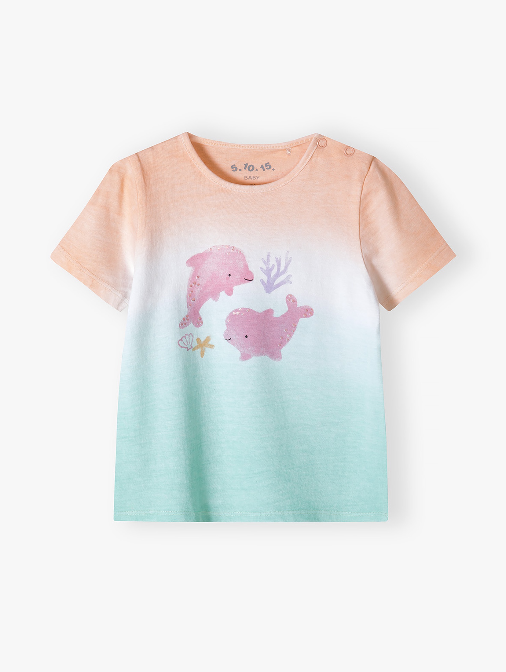 Bawełniany kolorowy t-shirt niemowlęcy z delfinami