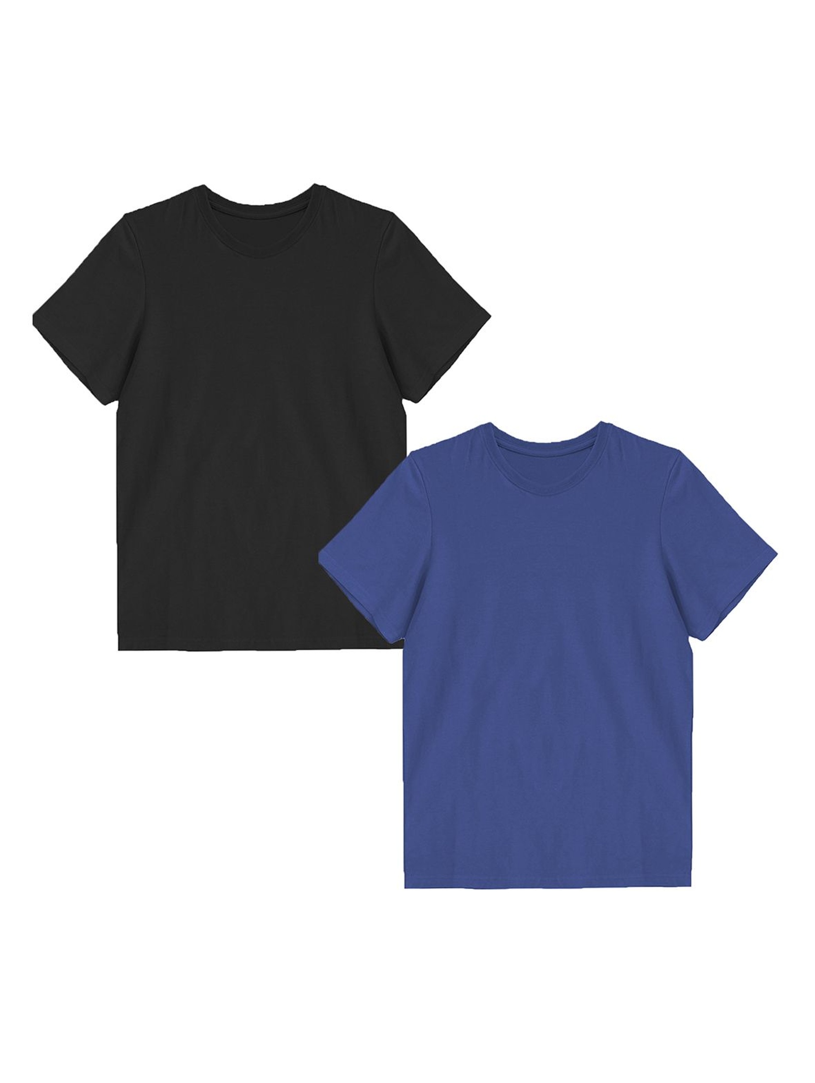 Bawełniany t -shirt męski z okrągłym dekoltem - 2 pak - granatowy - czarny