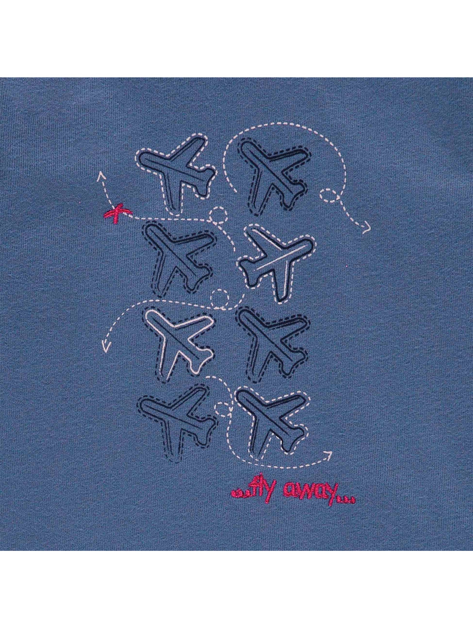 Chłopięca niemowlęca koszulka w samoloty niebieska