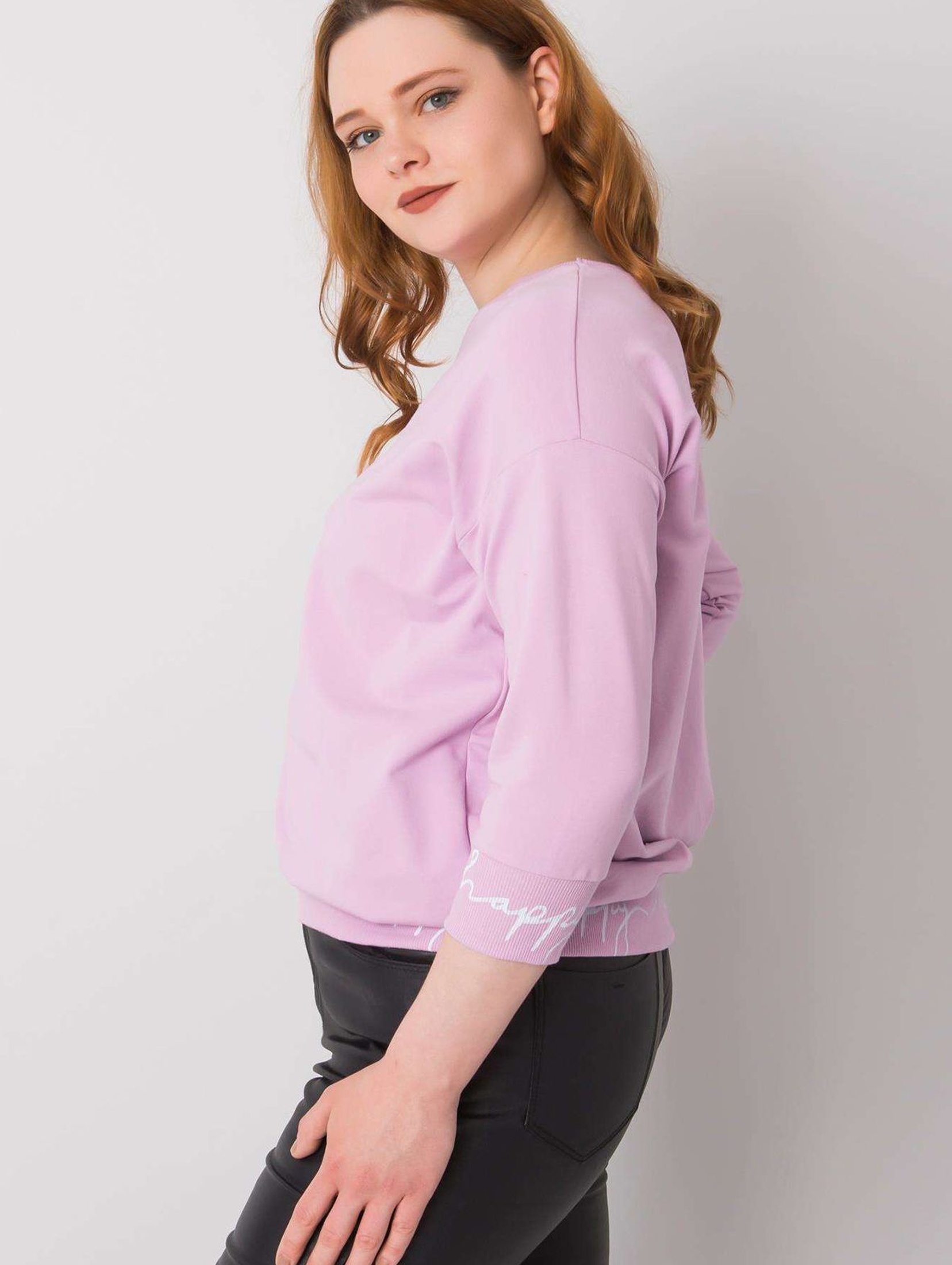 Bluza damska z napisami - fioletowa