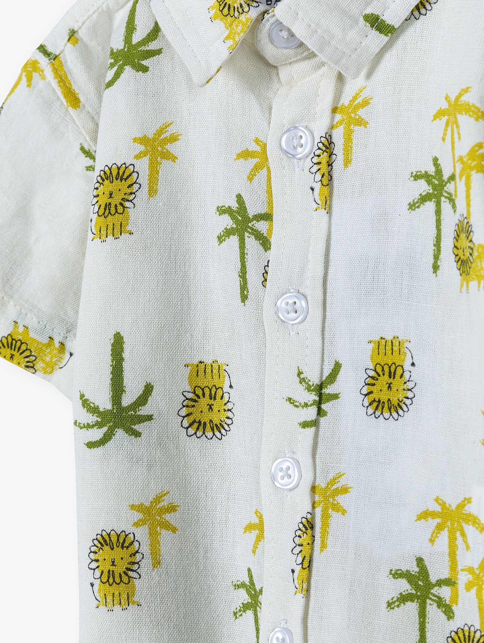 Bawełniana koszula z krótkim rękawem we wzory dla niemowlaka