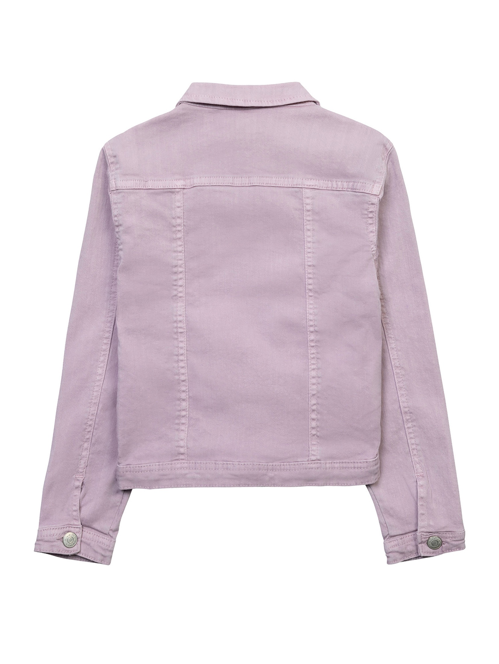 Liliowa kurtka jeansowa dla małej dziewczynki