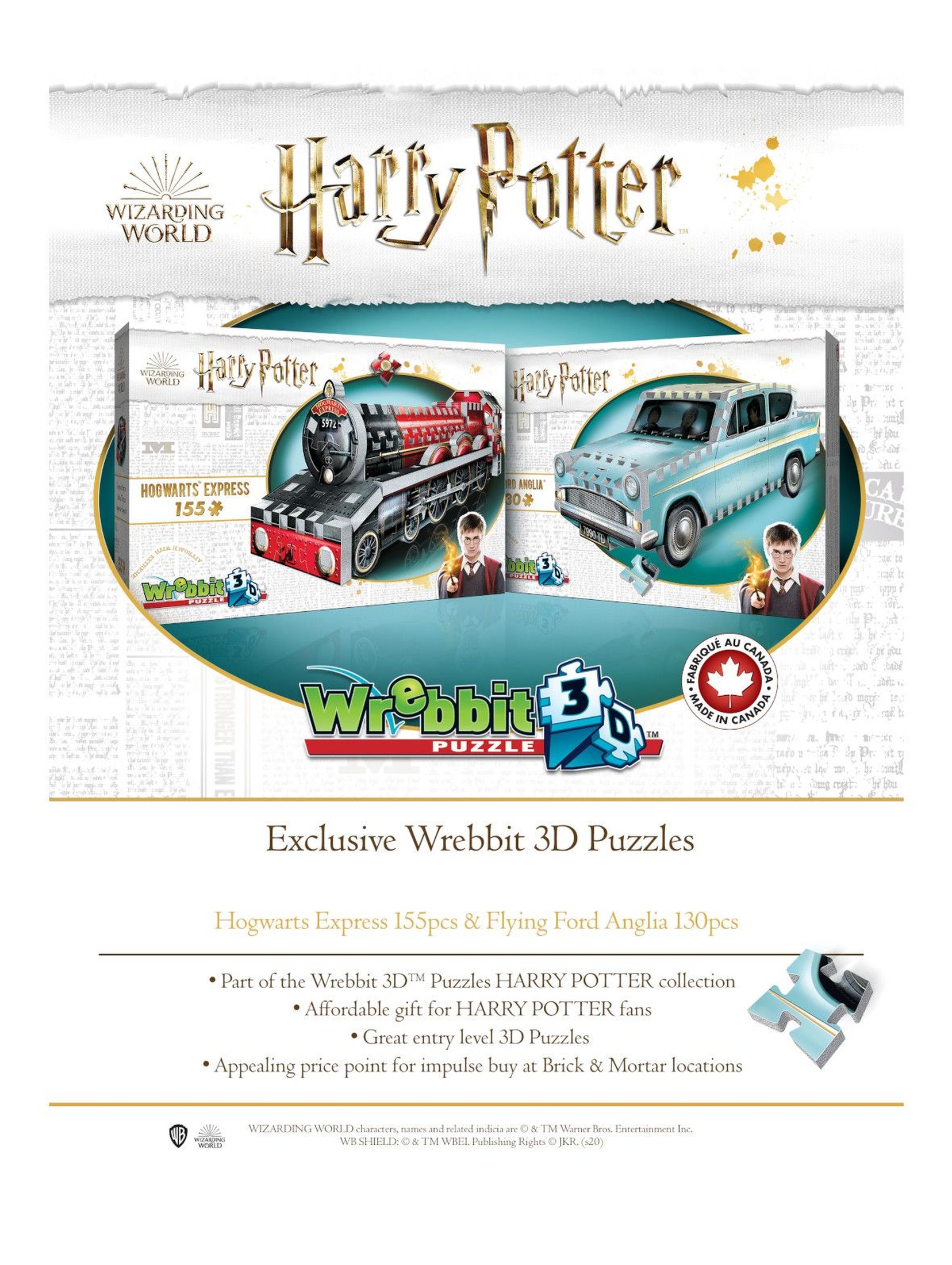 Wrebbit 3D puzzle Harry Potter Flying Ford Anglia 130 elementów