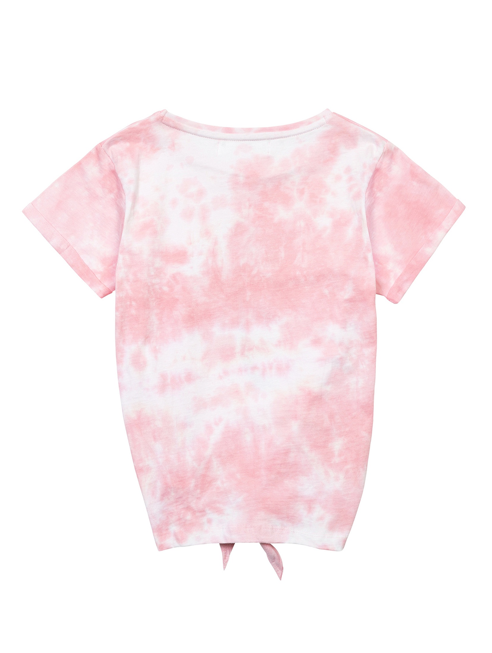 T-shirt z bawełny dla dziewczynki różowy z palmą