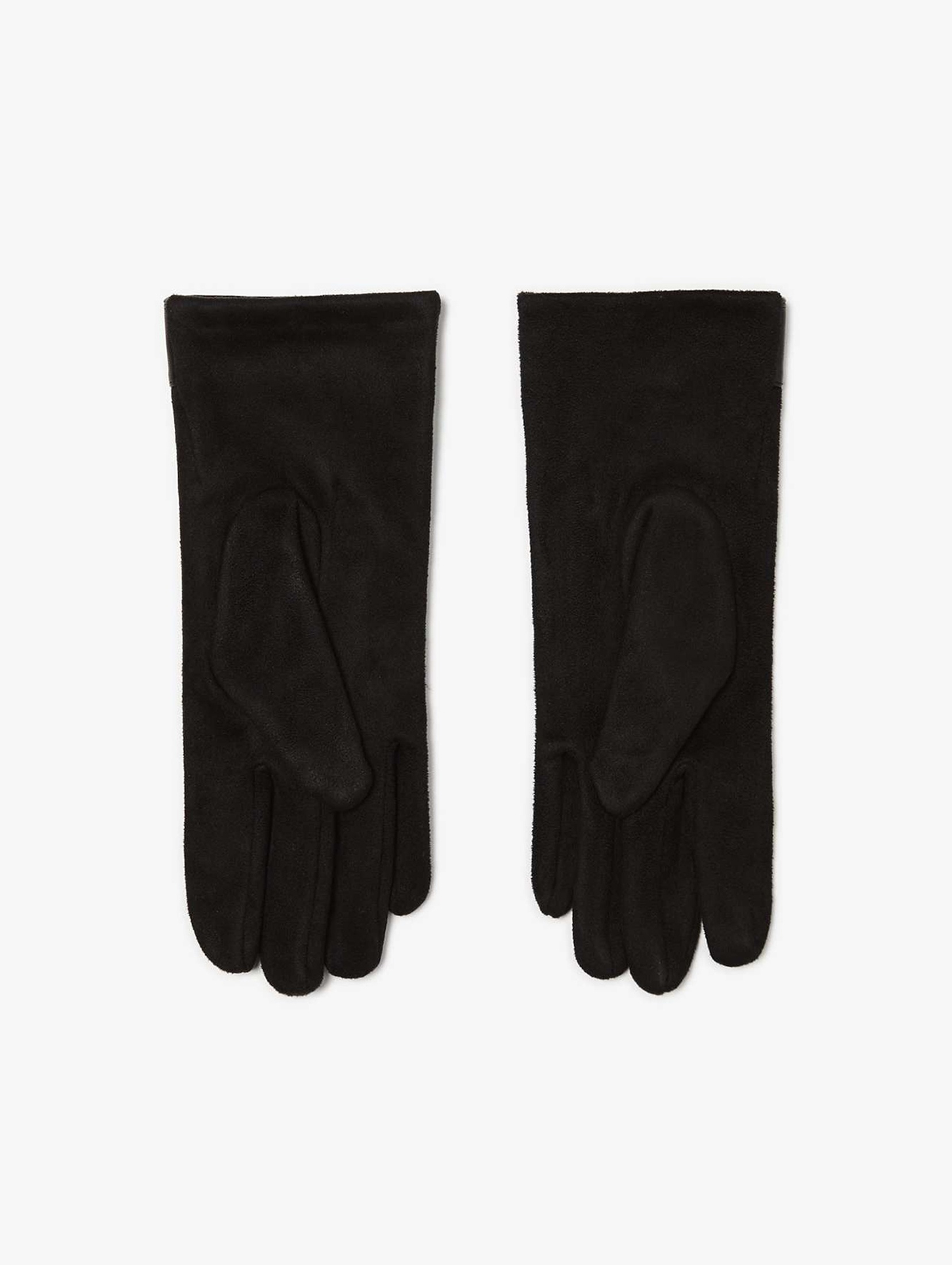 Damskie rękawiczki czarne ze wstawką z ekologicznej skóry