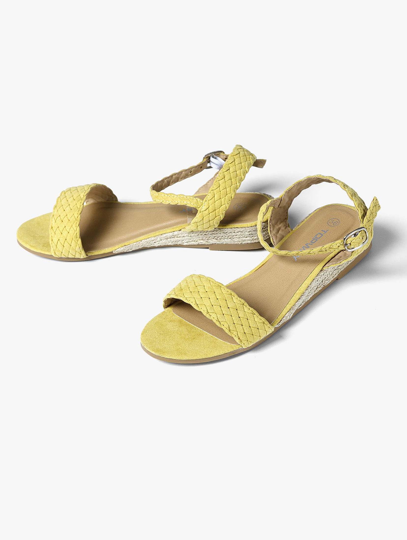Sandały damskie na koturnie żółte