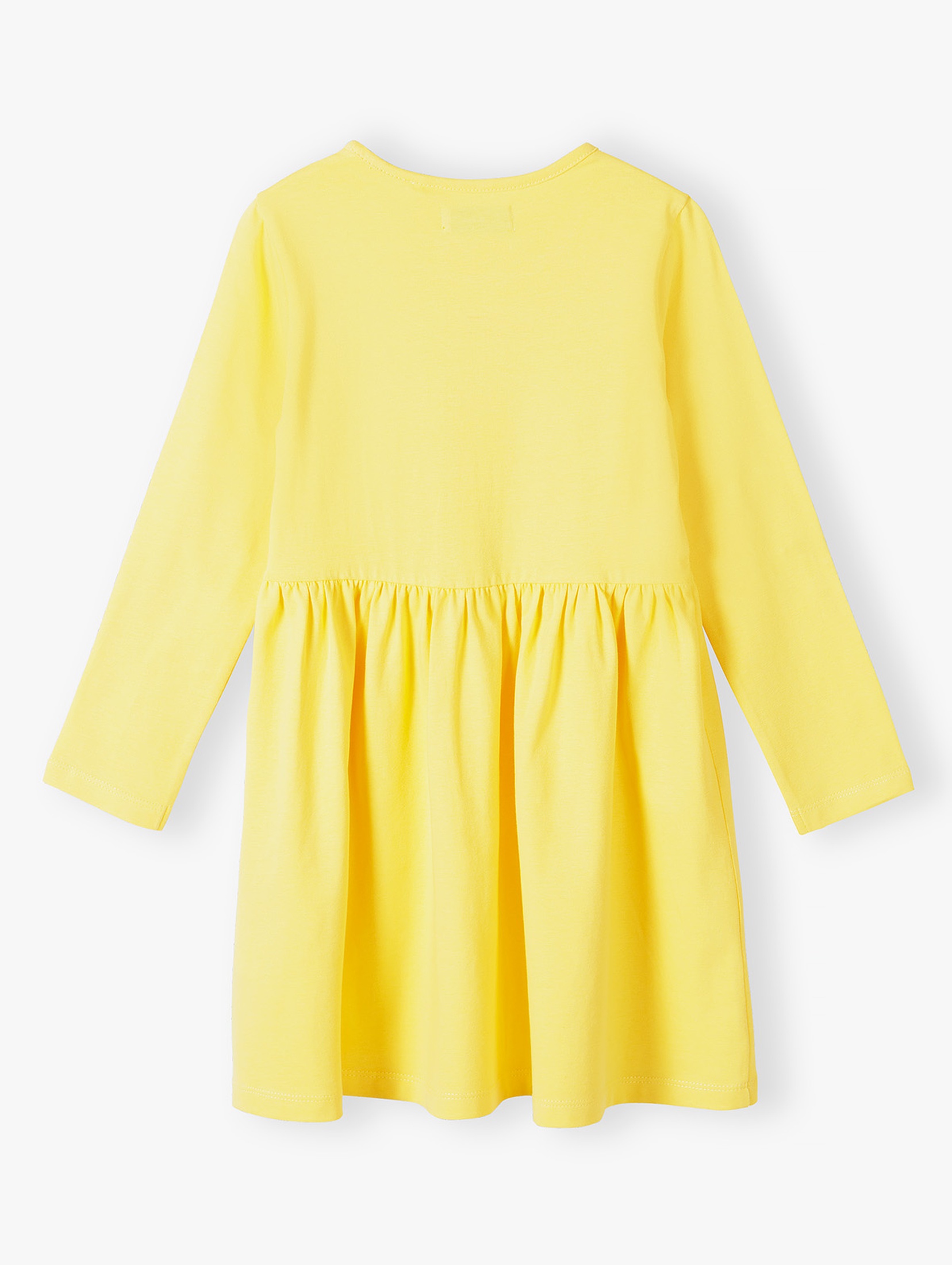 Żółta dzianinowa sukienka z długim rękawem dla dziewczynki