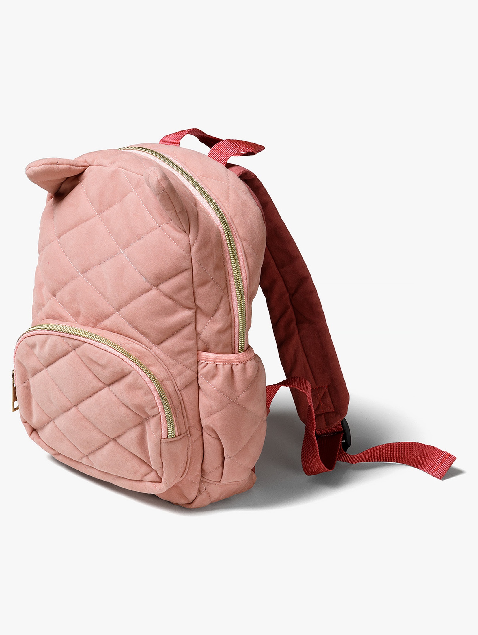 Plecak pikowany z uszkami dla dziewczynki - różowy