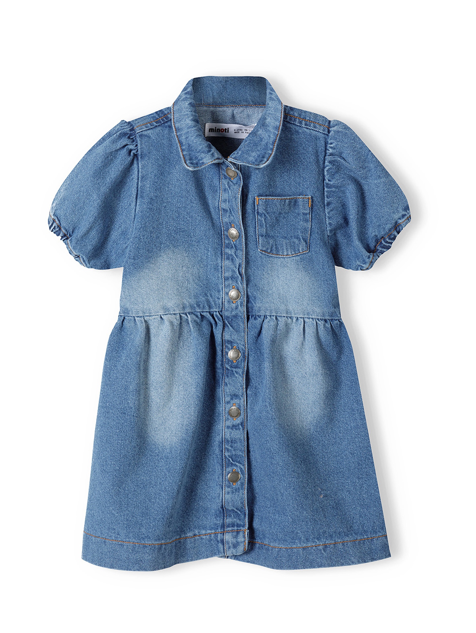 Jeansowa sukienka dla niemowlaka z krótkim rękawem