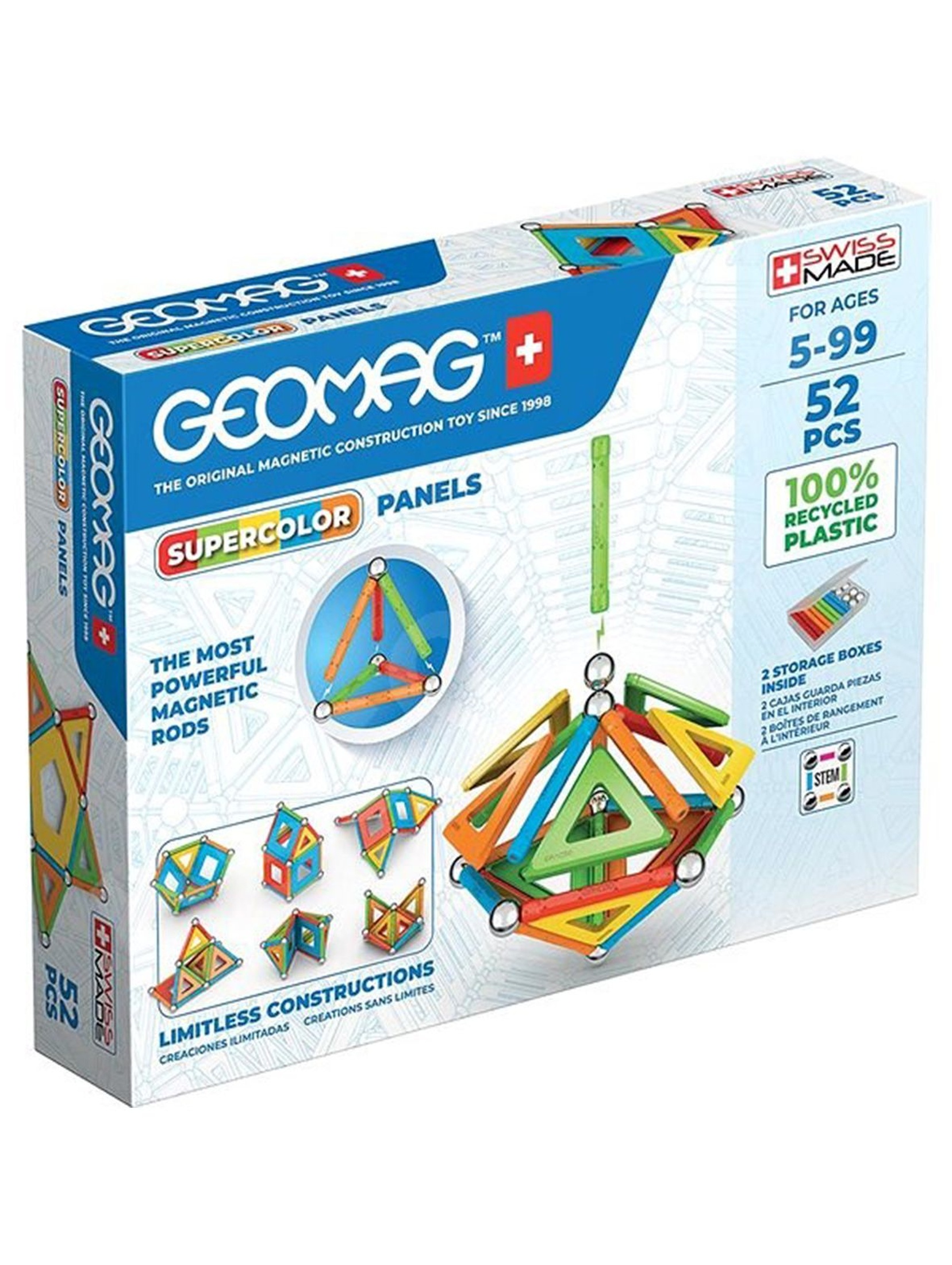 Geomag - klocki konstrukcyjne - Supercolor Panels Recycled - 52 elementy wiek 5+