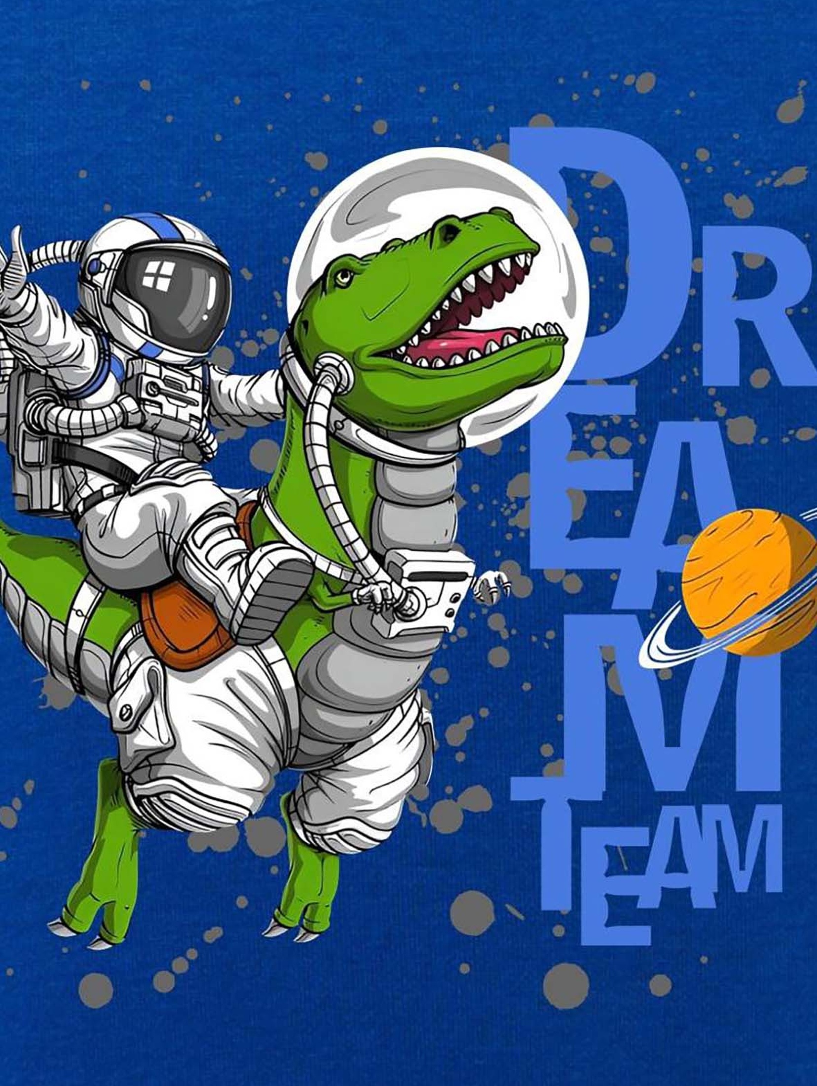Dzianinowa bluza nierozpinana niebieska Astronauta & Dinozaur