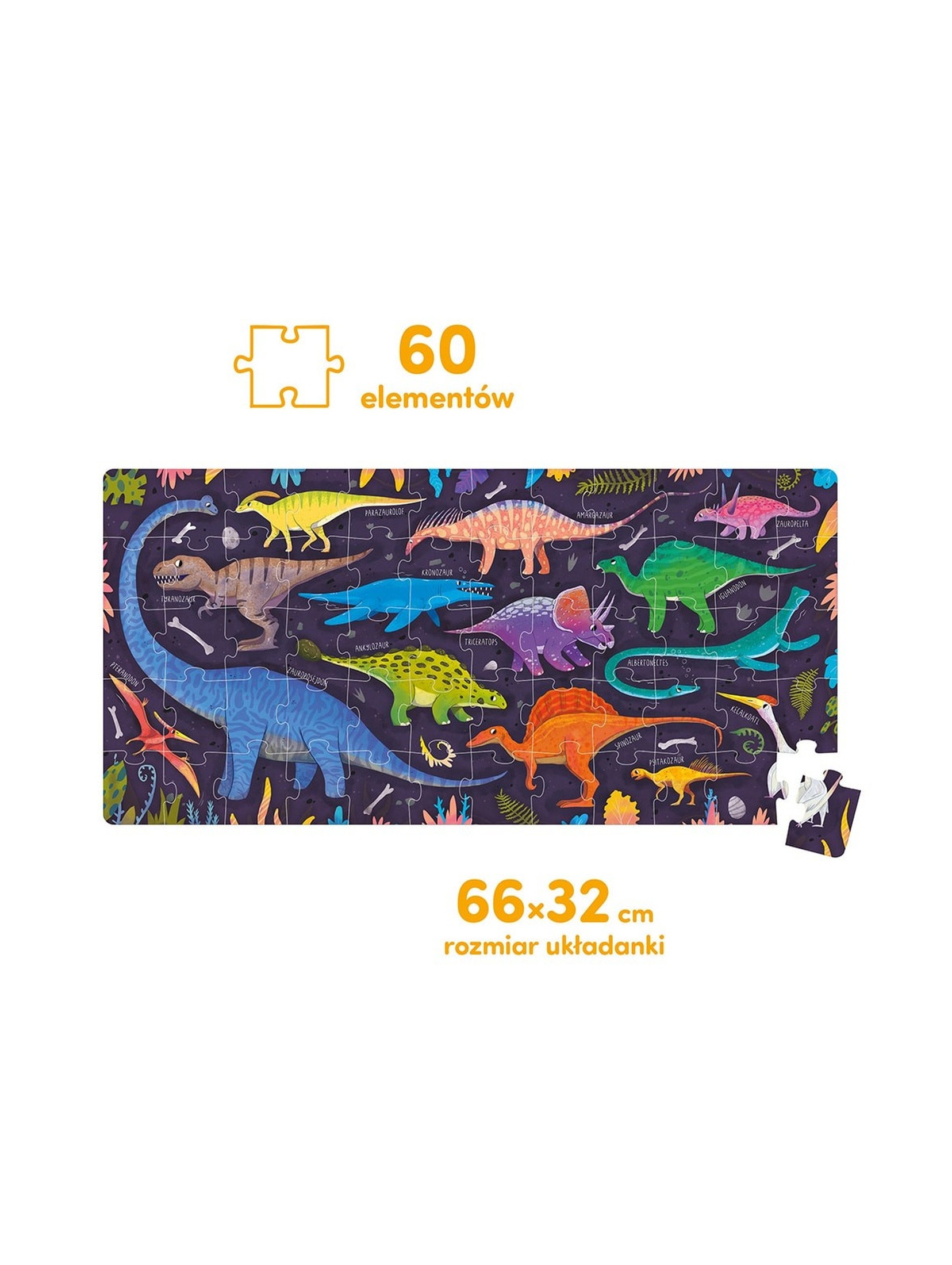 Puzzle 60 elementów Grr Dinozaury
