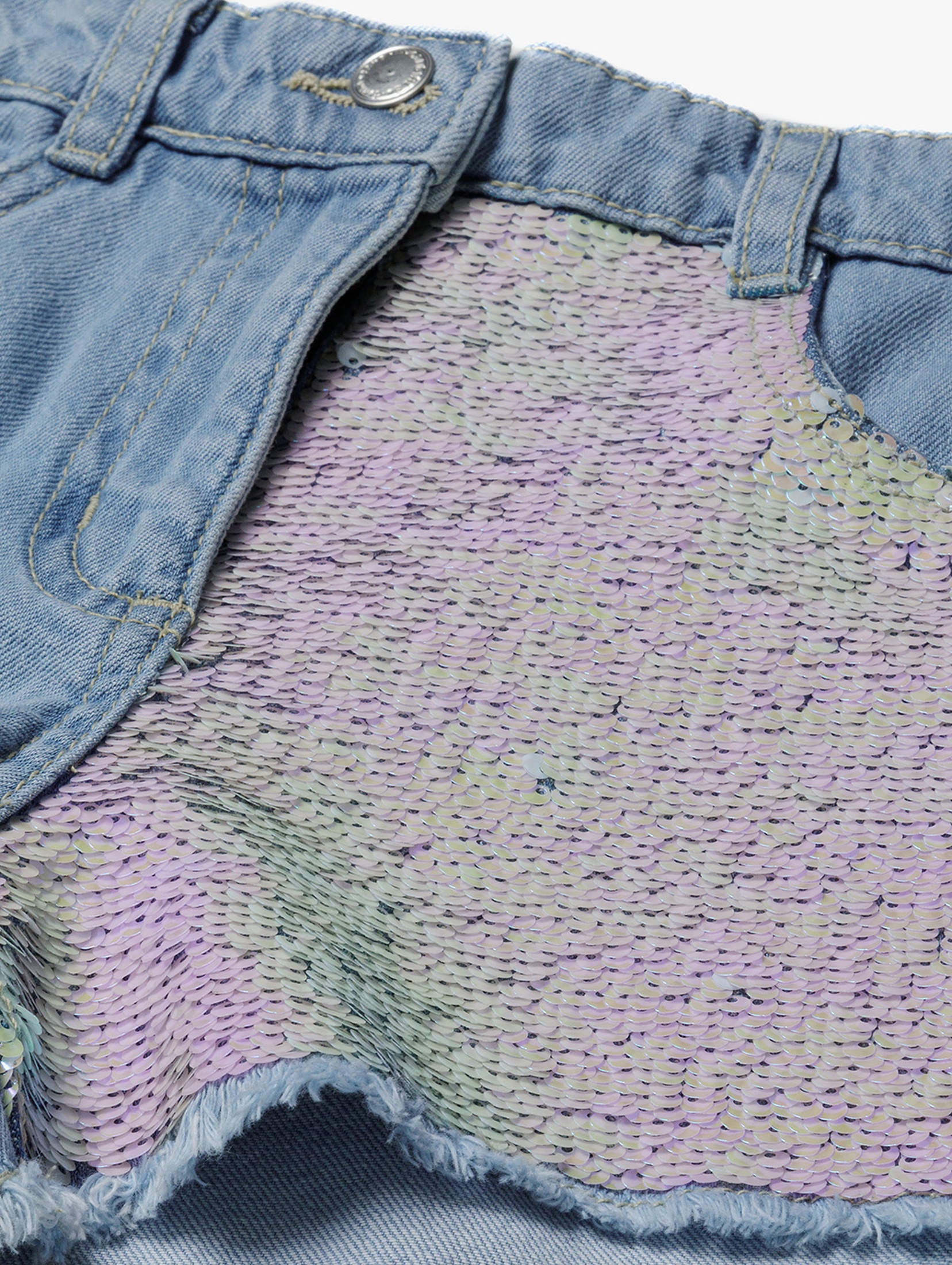 Szorty jeansowe dla niemowlaka z ozdobnymi cekinami