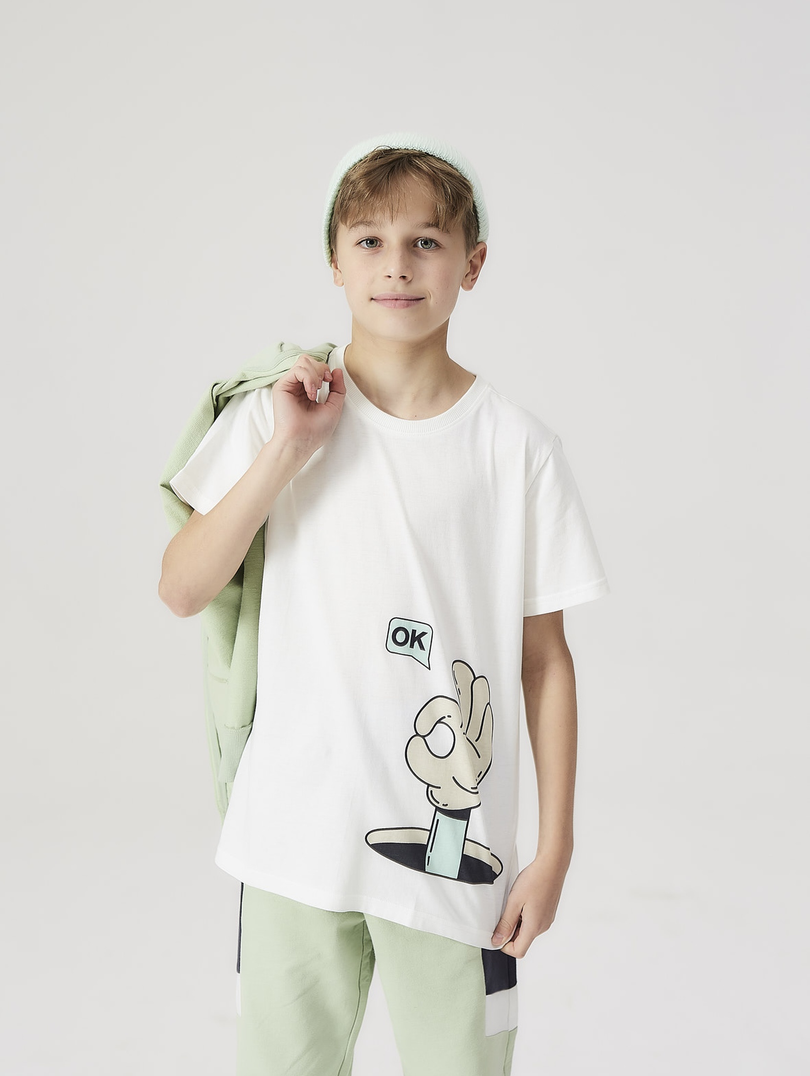 Bawełniany t-shirt dla chłopca z zabawnym nadrukiem - Lincoln&Sharks