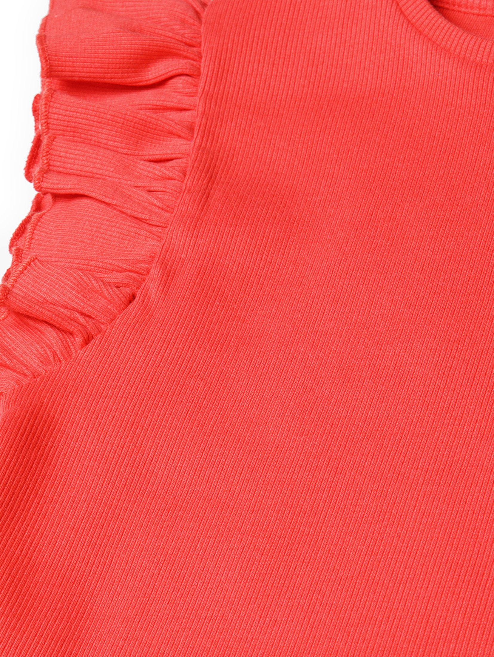 Niemowlęca bluzka z krótkim rękawem i falbanką- czerwona