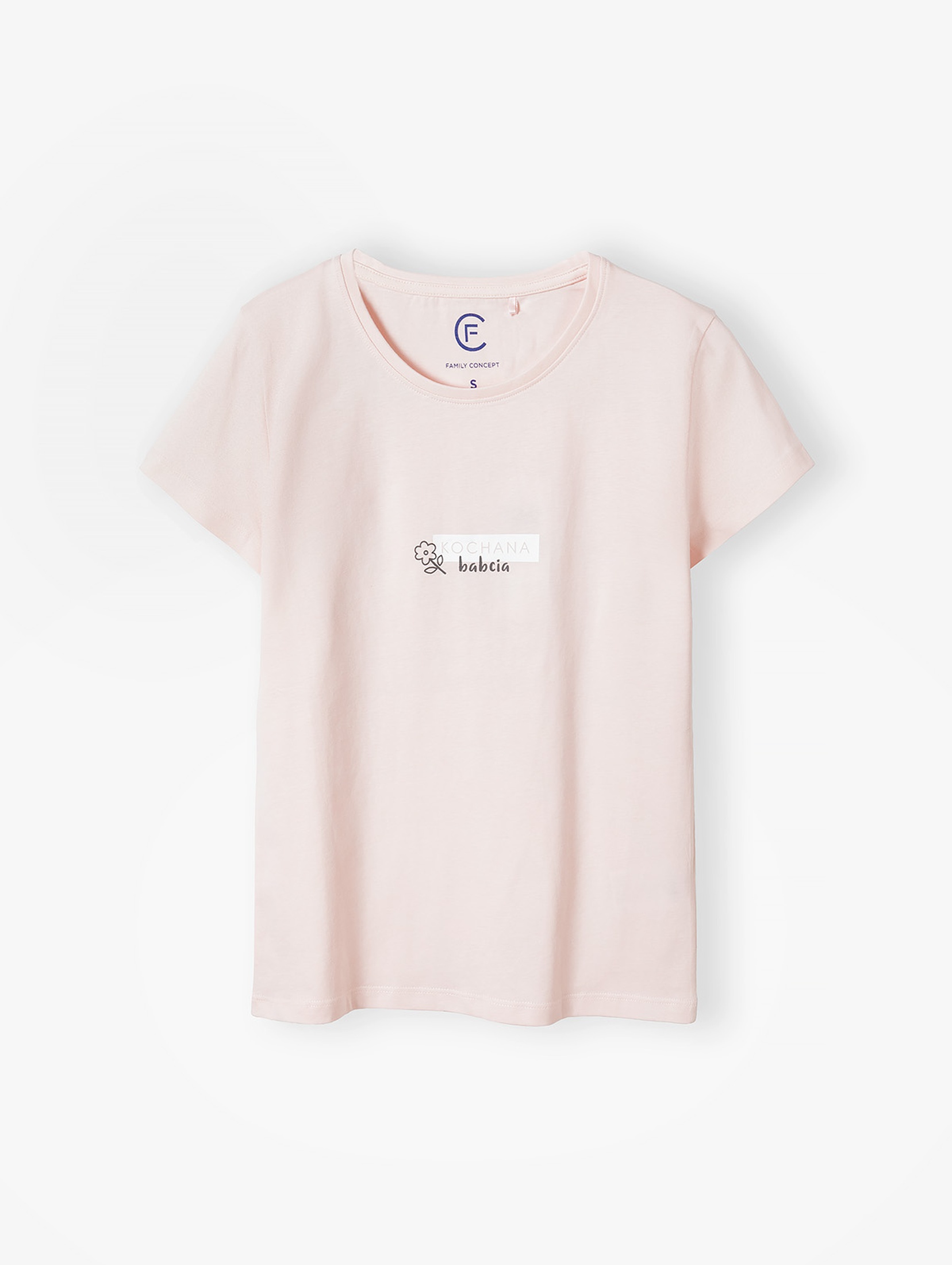 Bawełniany t-shirt damski różowy z napisem - Kochana Babcia