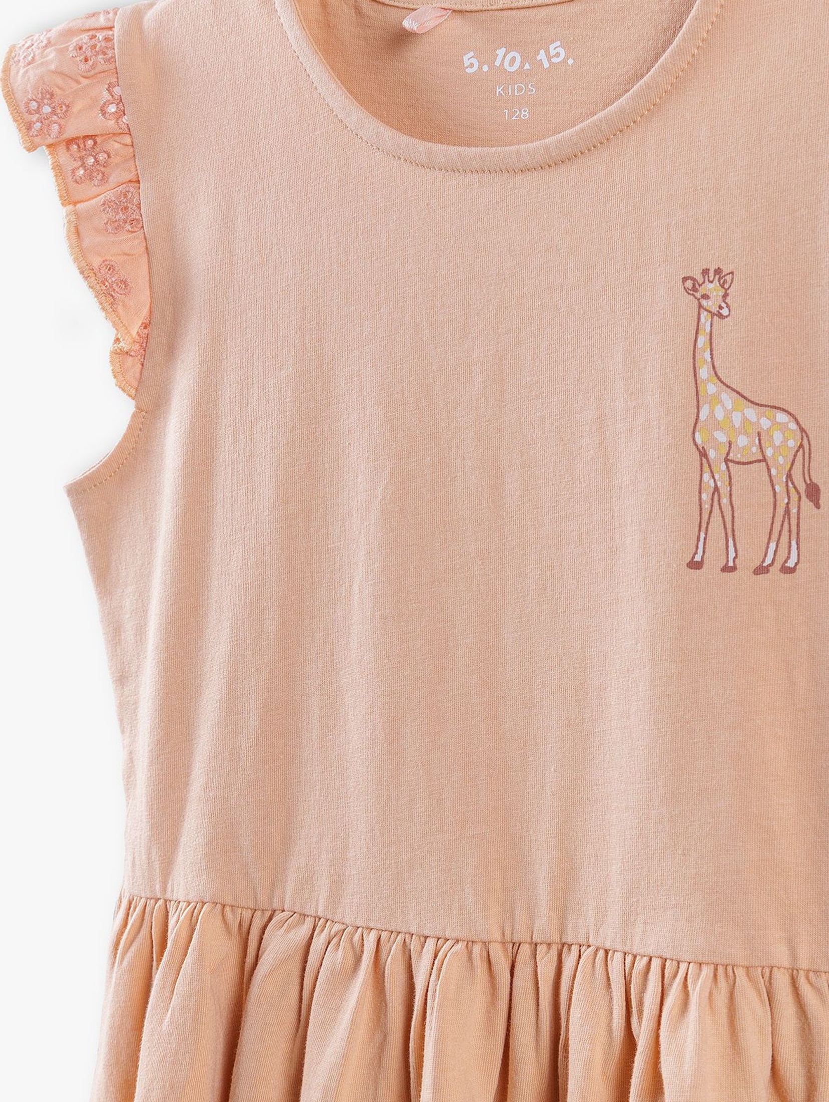 Sukienka bawełniana z żyrafą - różowa