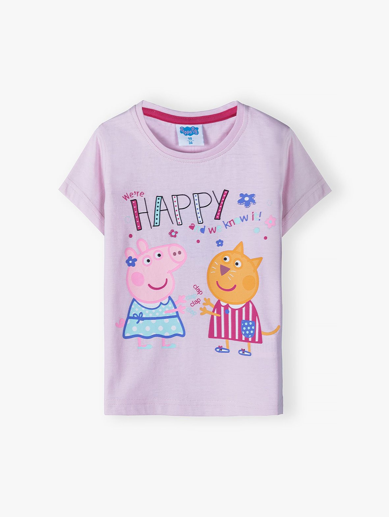 Bawełniany t-shirt dziewczęcy Świnka Peppa - różowa