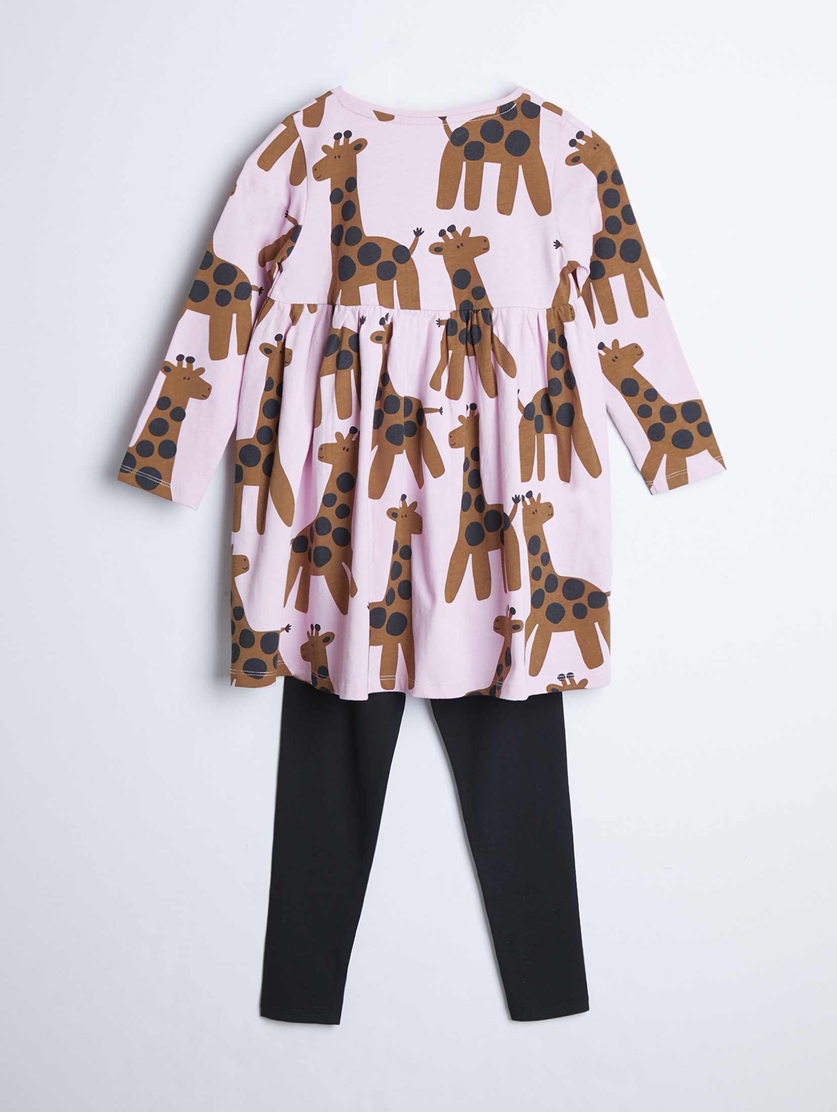 Bawełniany komplet ubrań dla dziewczynki - tunika w żyrafy, opaska, leginsy - Limited Edition