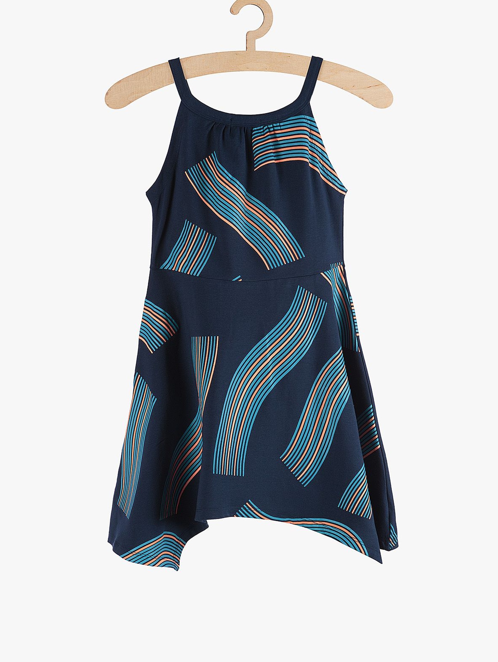 Sukienka na lato- granatowa w geometryczne wzory