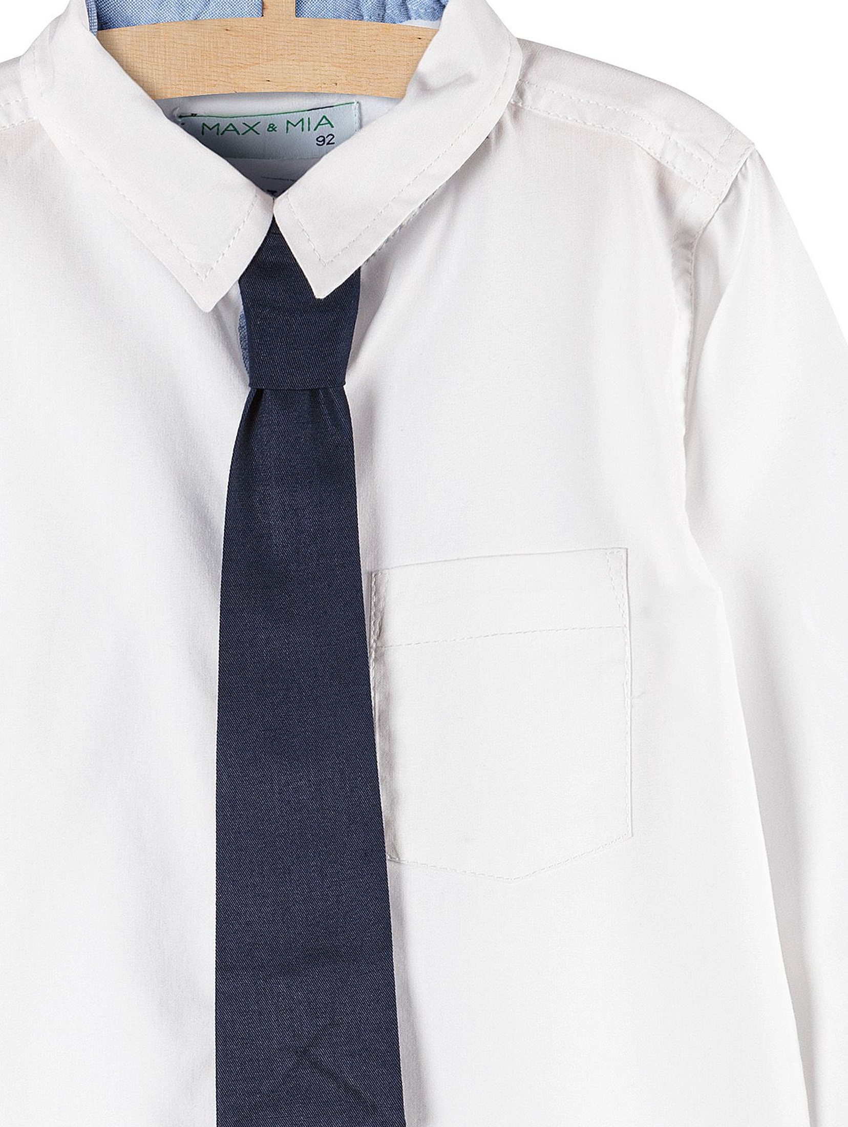 Koszula chłopięca biała z długim rękawem i krawatem