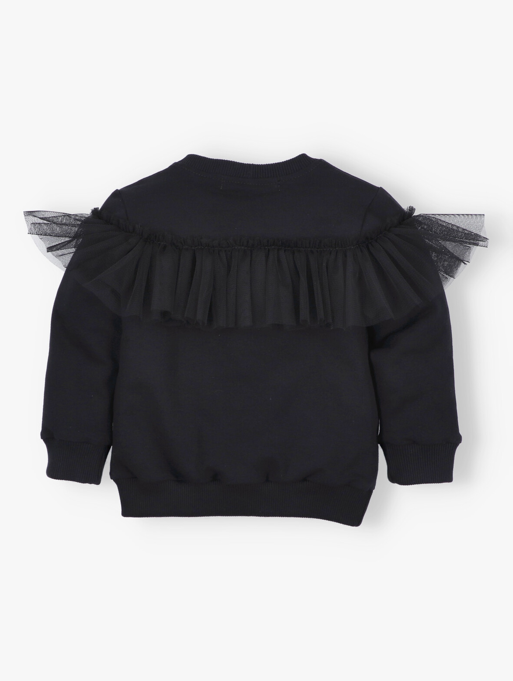 Czarna bluza dla dziewczynki z tiulową falbanką