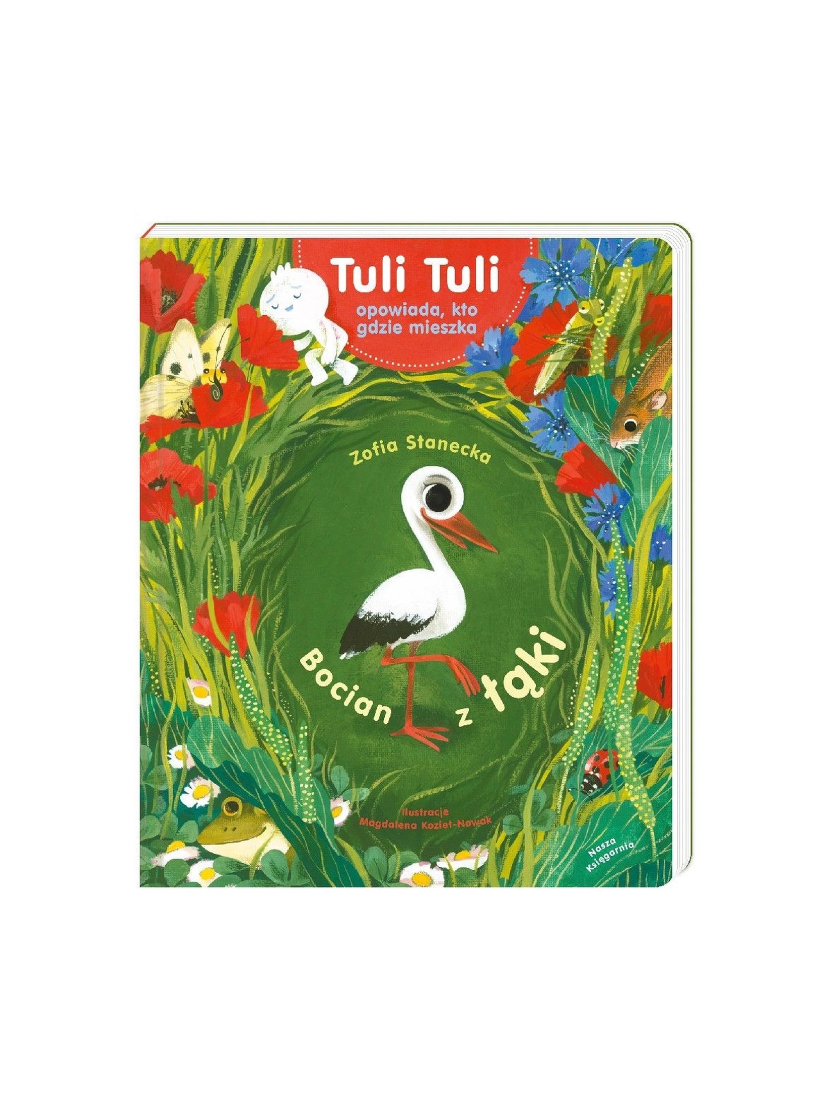 Książka dla dzieci- Tuli Tuli opowiada, kto gdzie mieszka. Bocian z łąki