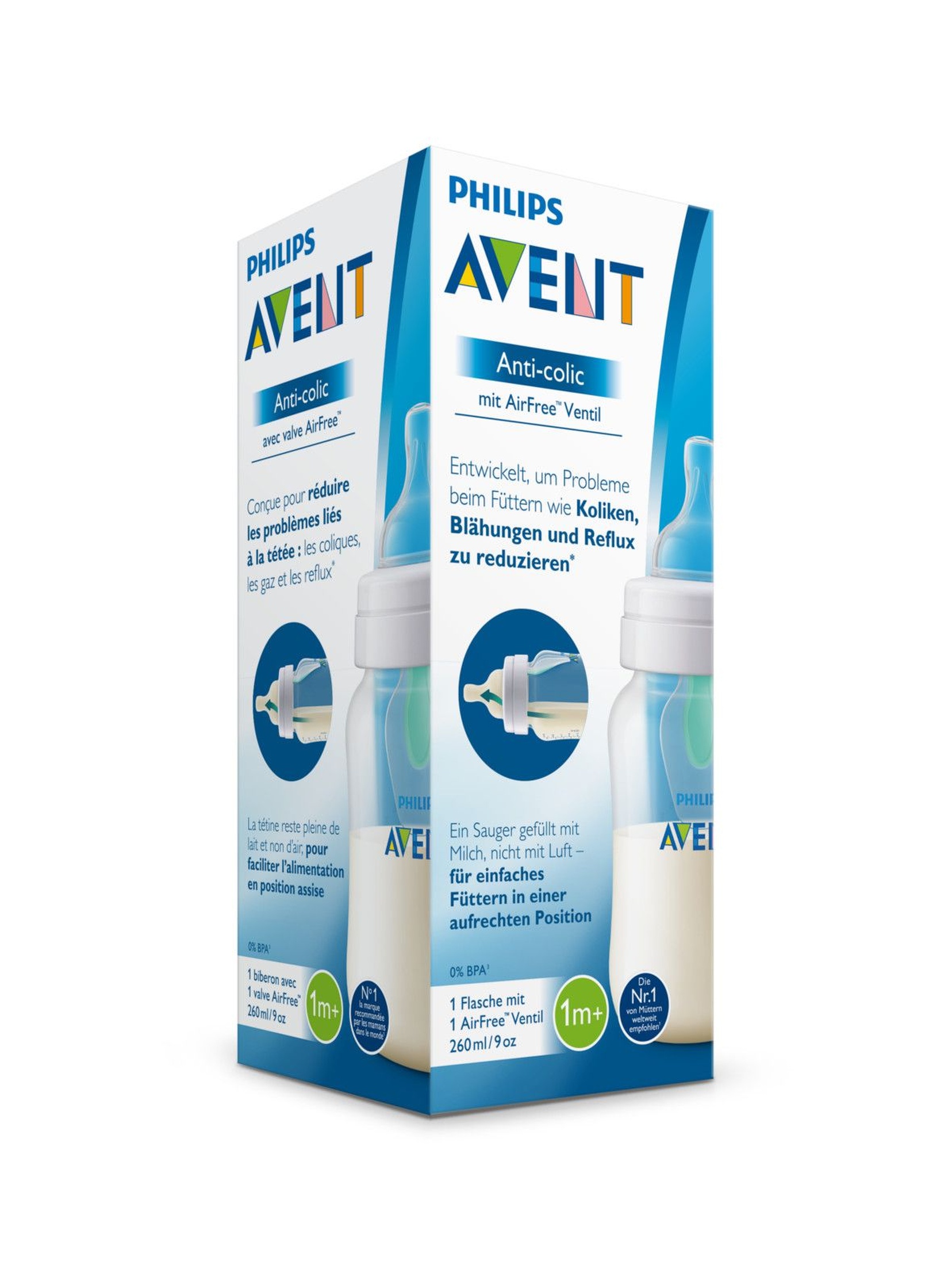 Butelka Avent  Anti-colic 260 ml z nakładką antykolkową AirFree™ 1msc+
