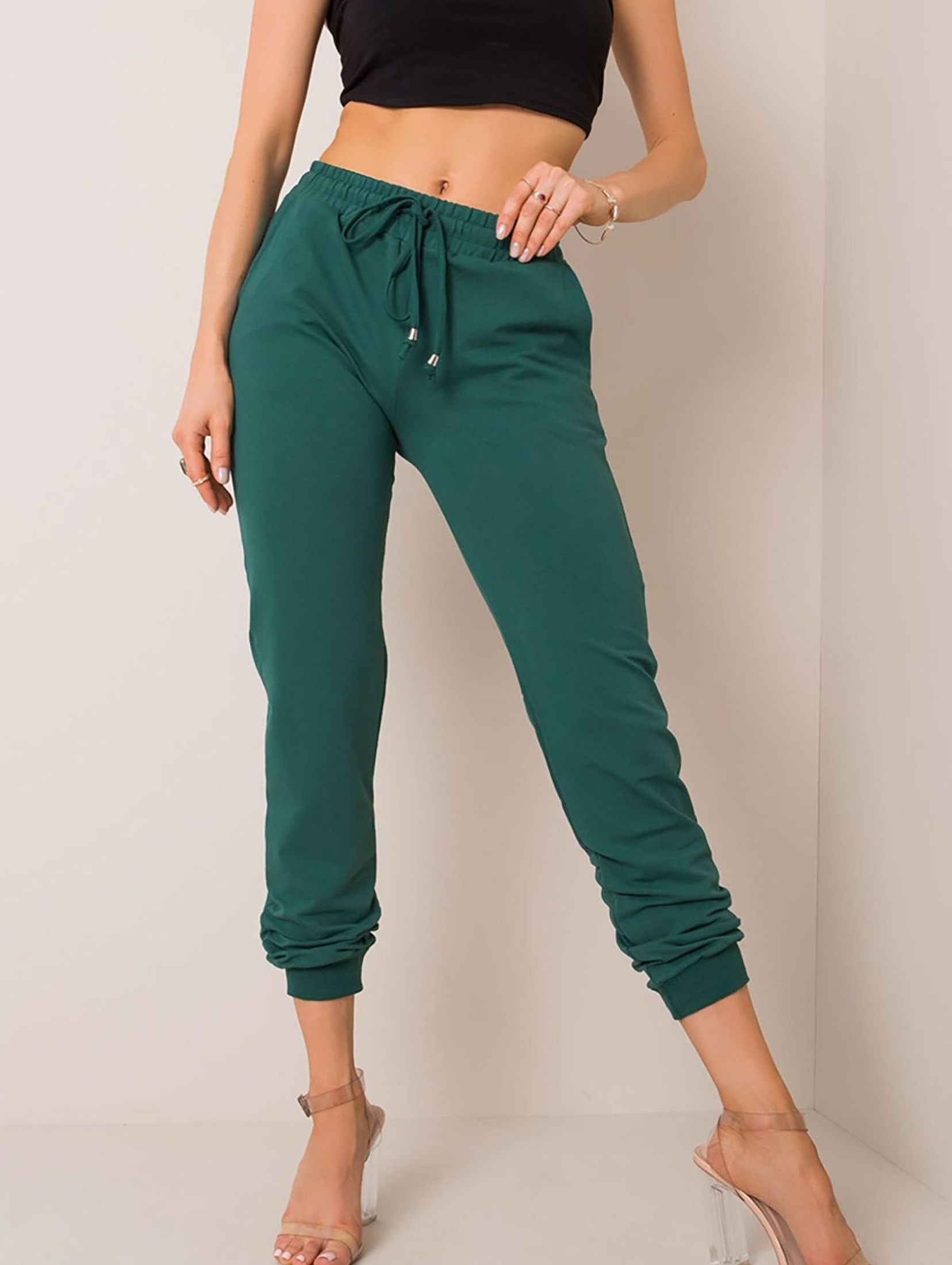 Spodnie dresowe damskie basic zielone