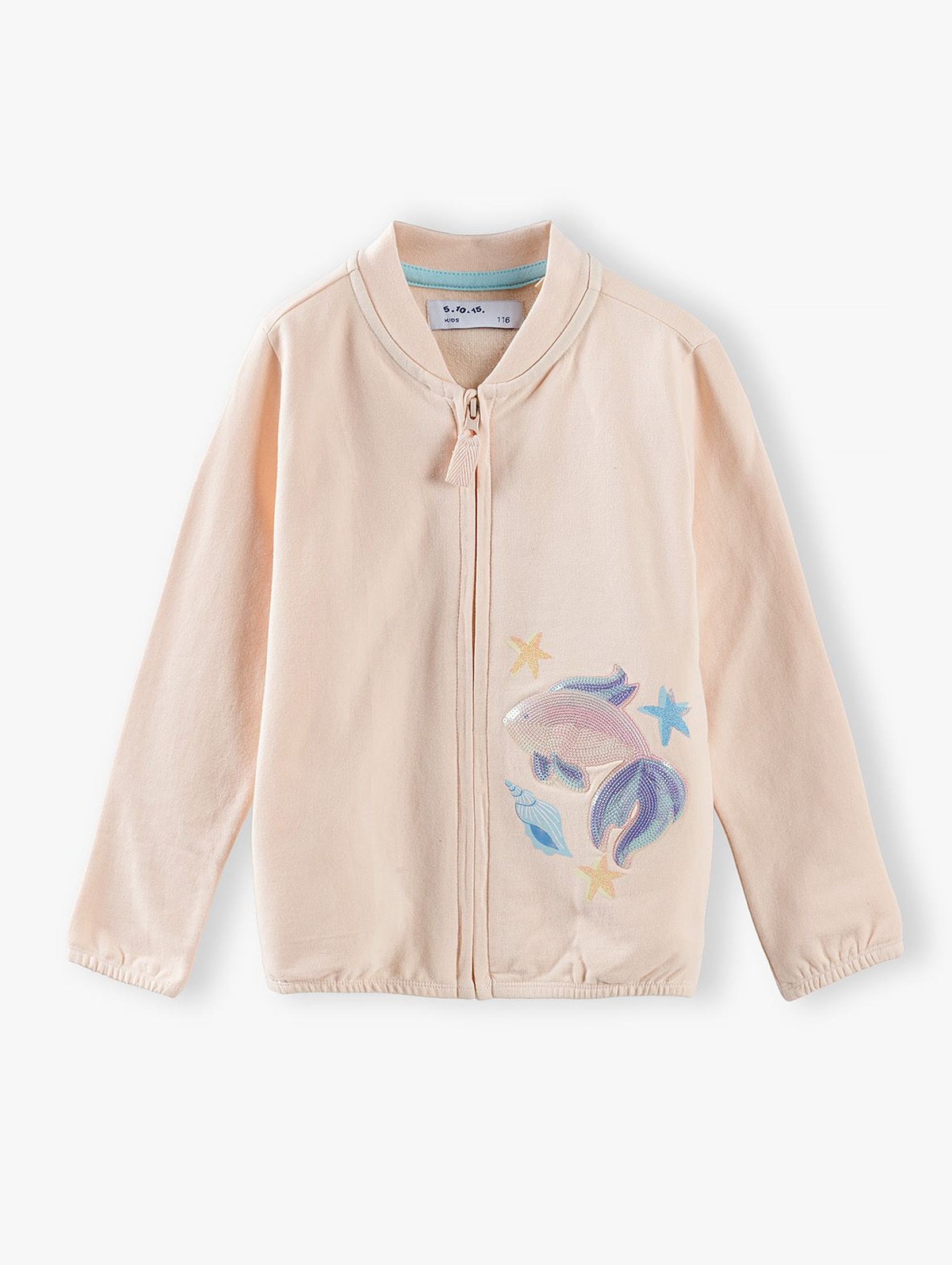 Bluza dresowa dziewczęca połyskującą z rybką - różowa
