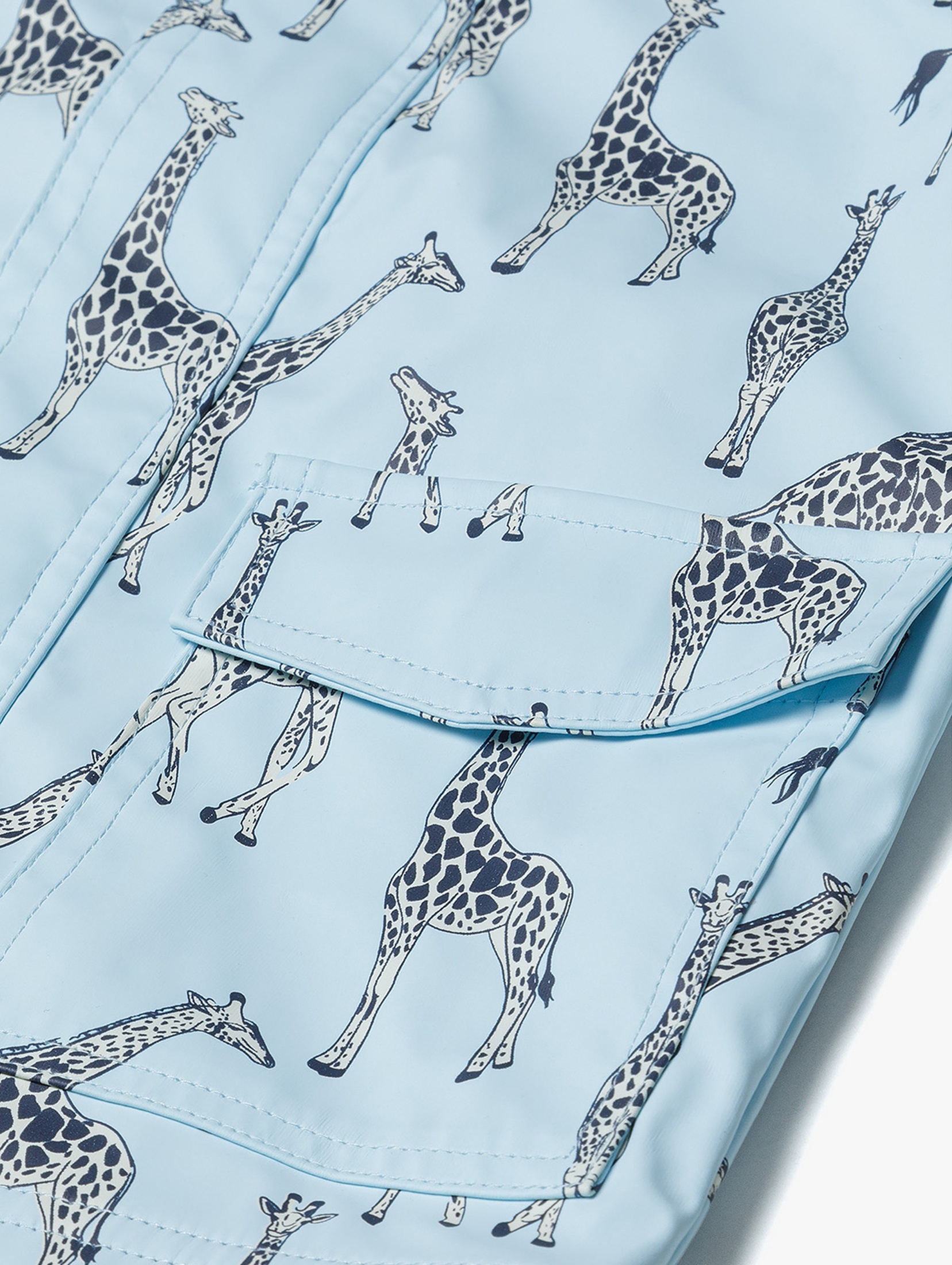 Niemowlęca kurtka przeciwdeszczowa niebieska z żyrafami
