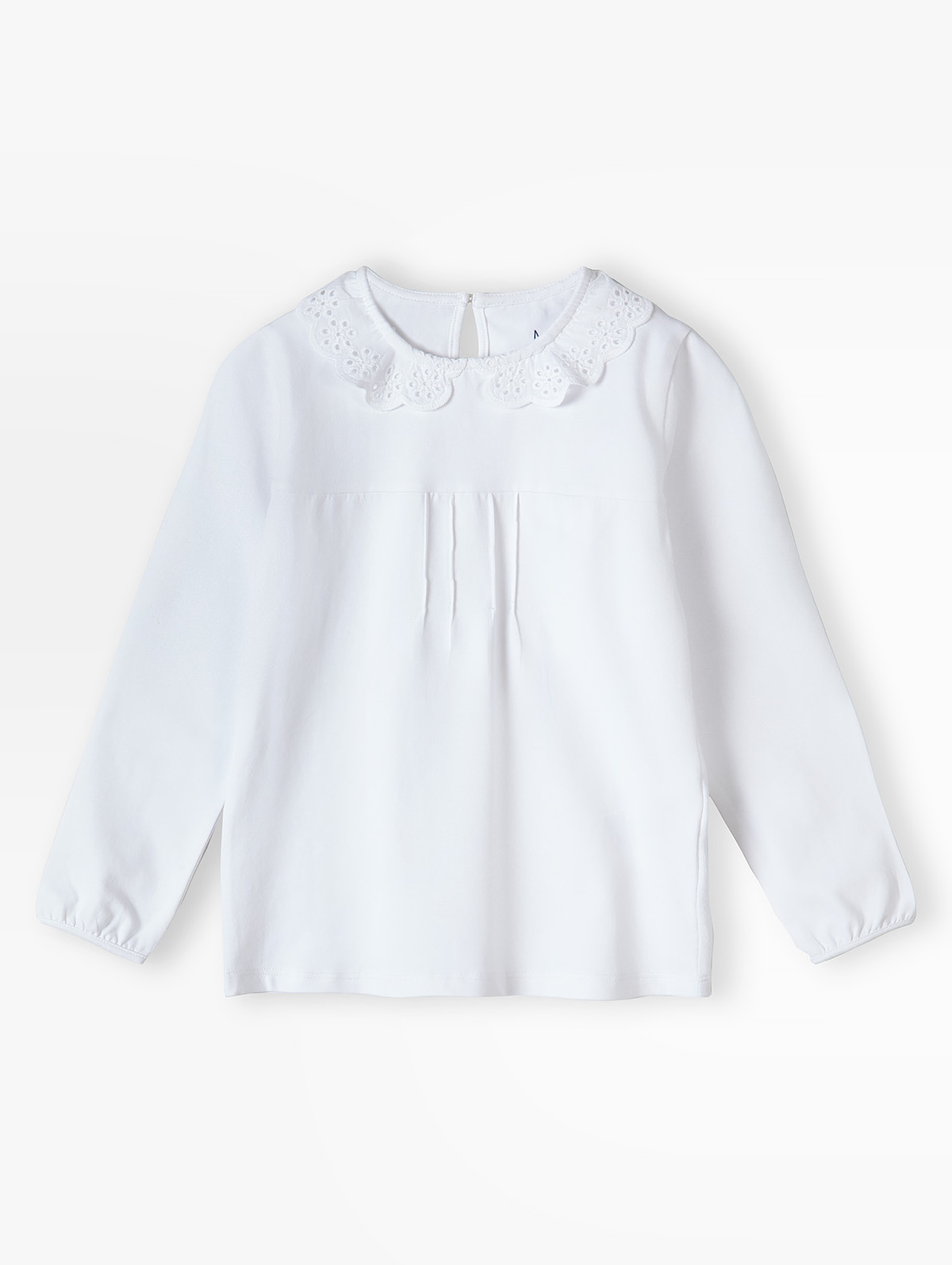 Biała elegancka bluzka z długim rękawem dla dziewczynki