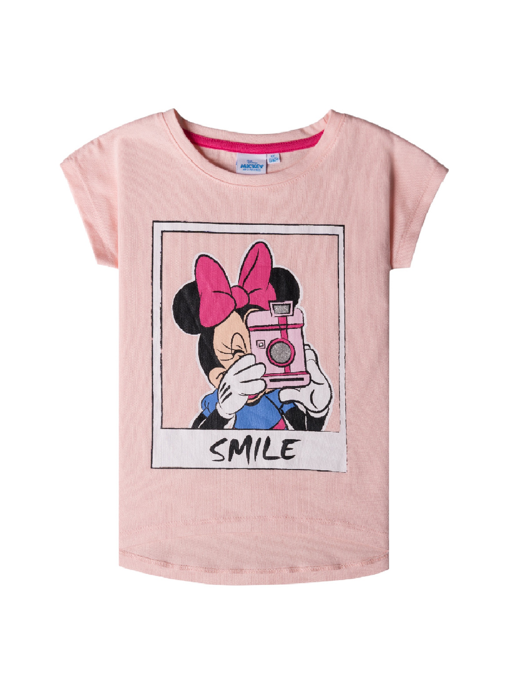 Różowa koszulka dziewczęca z bawełny Myszka Minnie