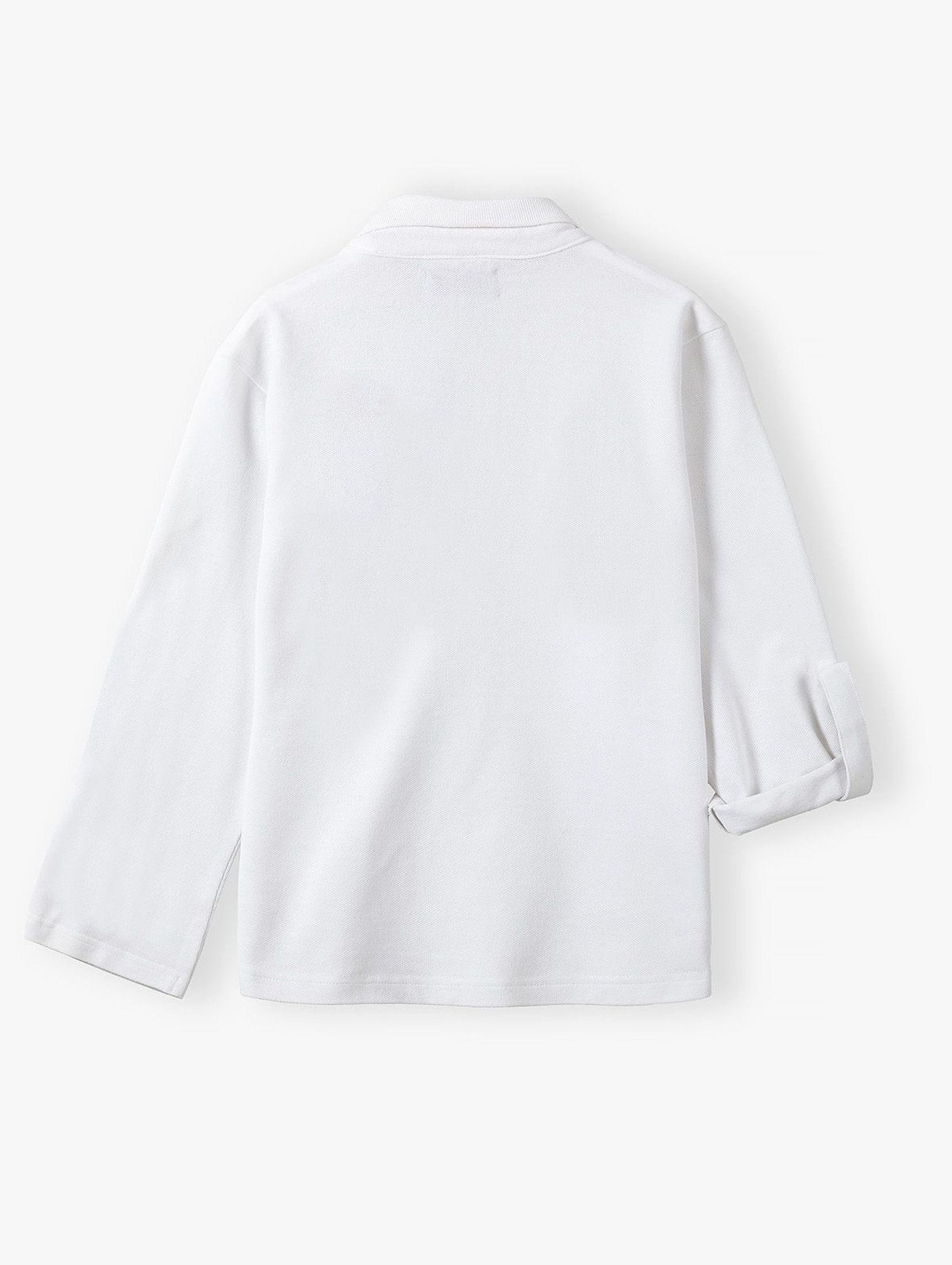 Biała bluzka polo bawełniana z długim rękawem